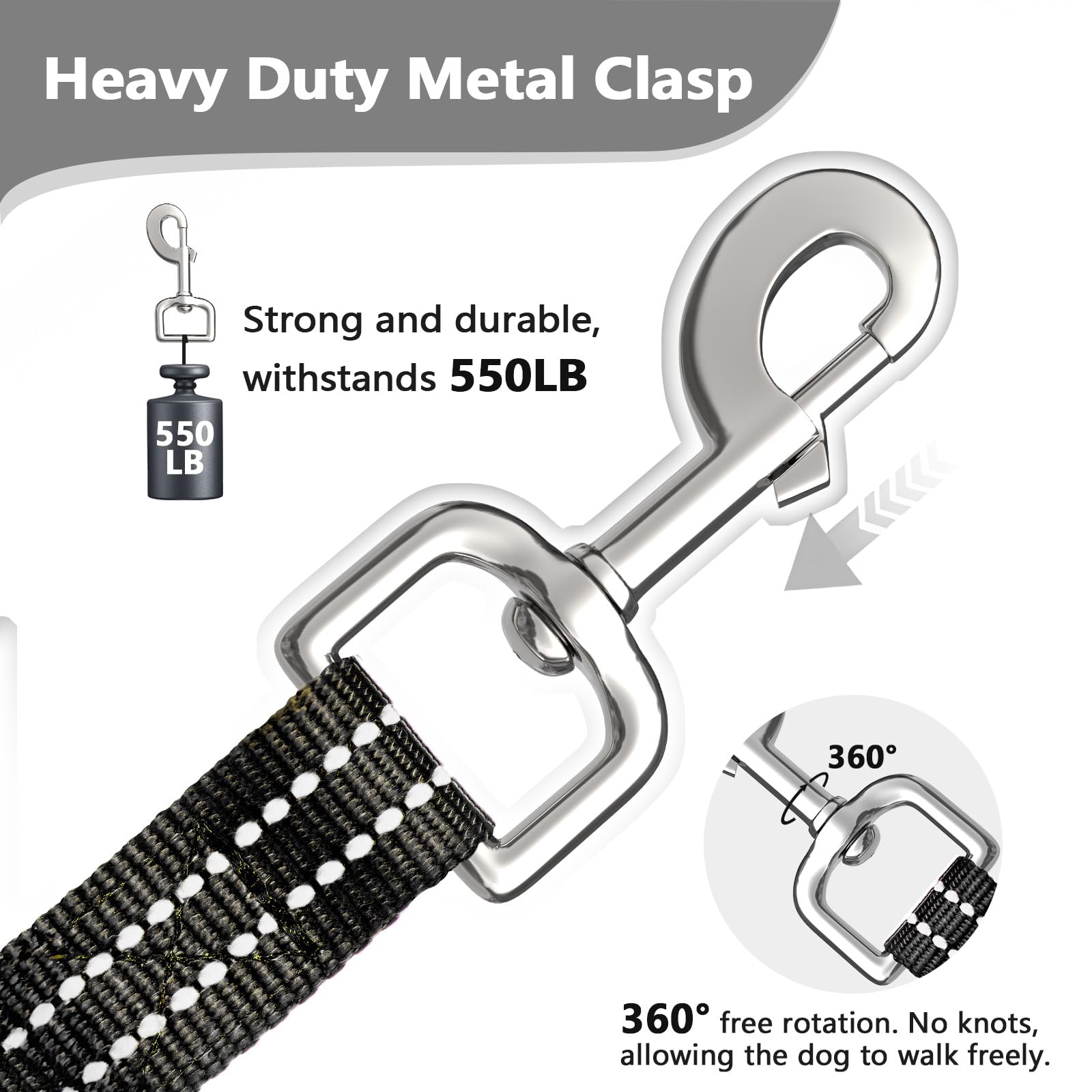 Xiaz 15 Feet Dog Training Leash, Nylon, Black, Reflective, Padded Handle, 550 Lbs Bearing, Lightweight Suitable For Small, Mediu