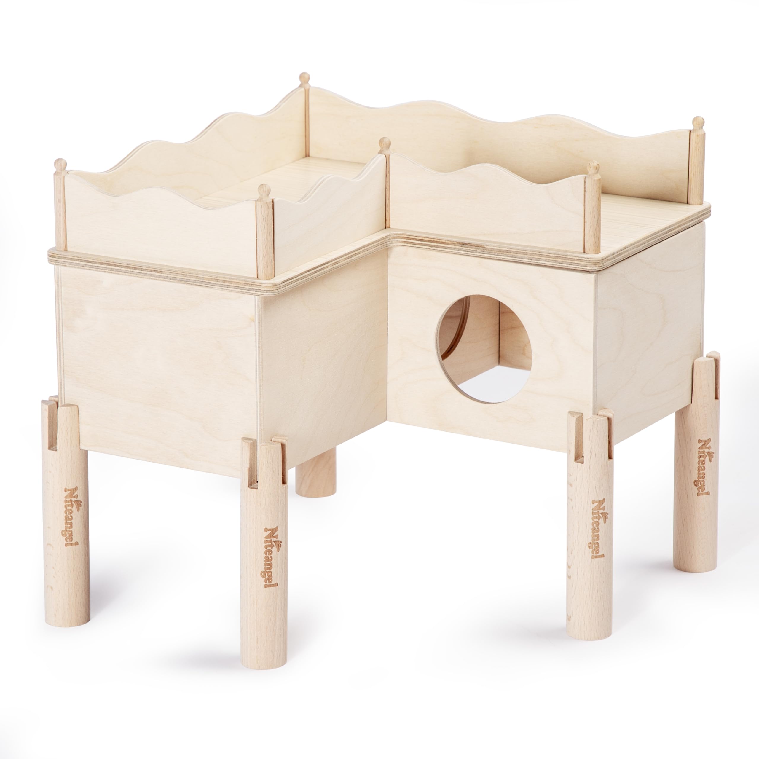 Niteangel Set Of Beech Stilts For Elevating & Safely Setting Niteangel Multi-Chamber Series Maze House (Set Of 4 Stilts (4.33'' H))