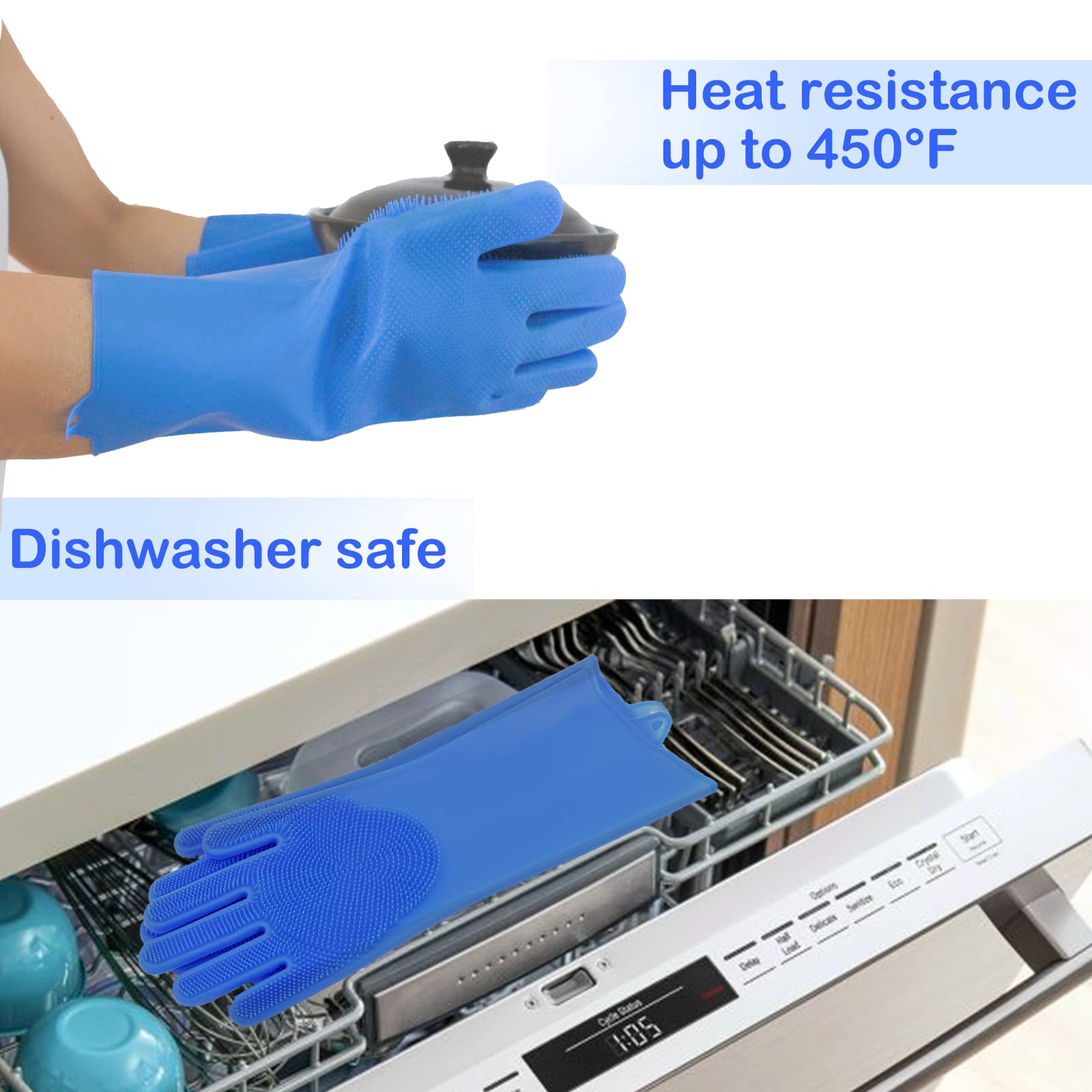 Yintoper Pet Grooming Gloves, Dog Washing Gloves With High-Density Teeth, Heat Resistant Silicone Cat Hair Remover With Enhanced