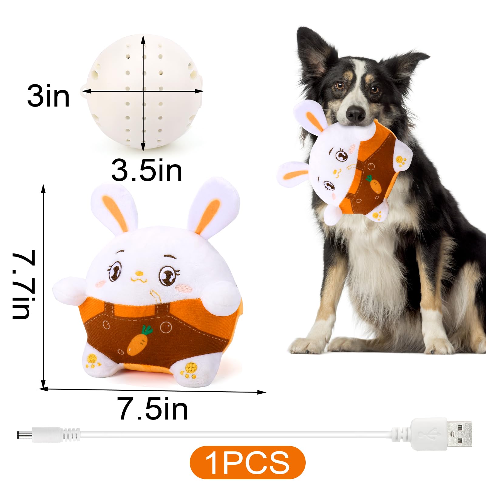 Baborui Interactive Dog Toys Bunny, Jumping Squeaky Easter Dog Toys With Recording And Music Modes, Rechargeable Moving Dog East