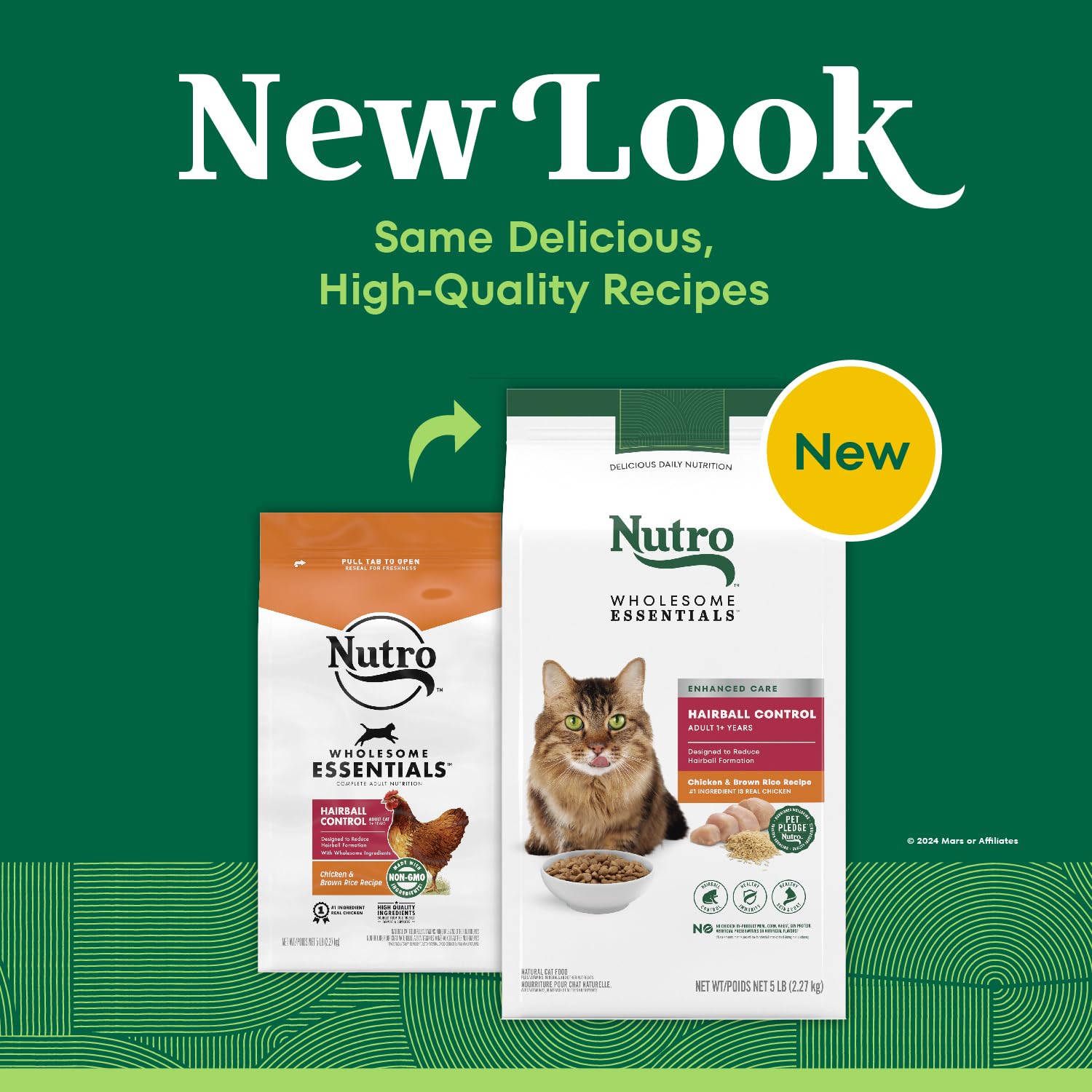 NUTRO WHOLESOME ESSENTIALS Natural Dry Cat Food, Hairball Control Adult Cat Chicken & Brown Rice Recipe Cat Kibble, 5 lb. Bag