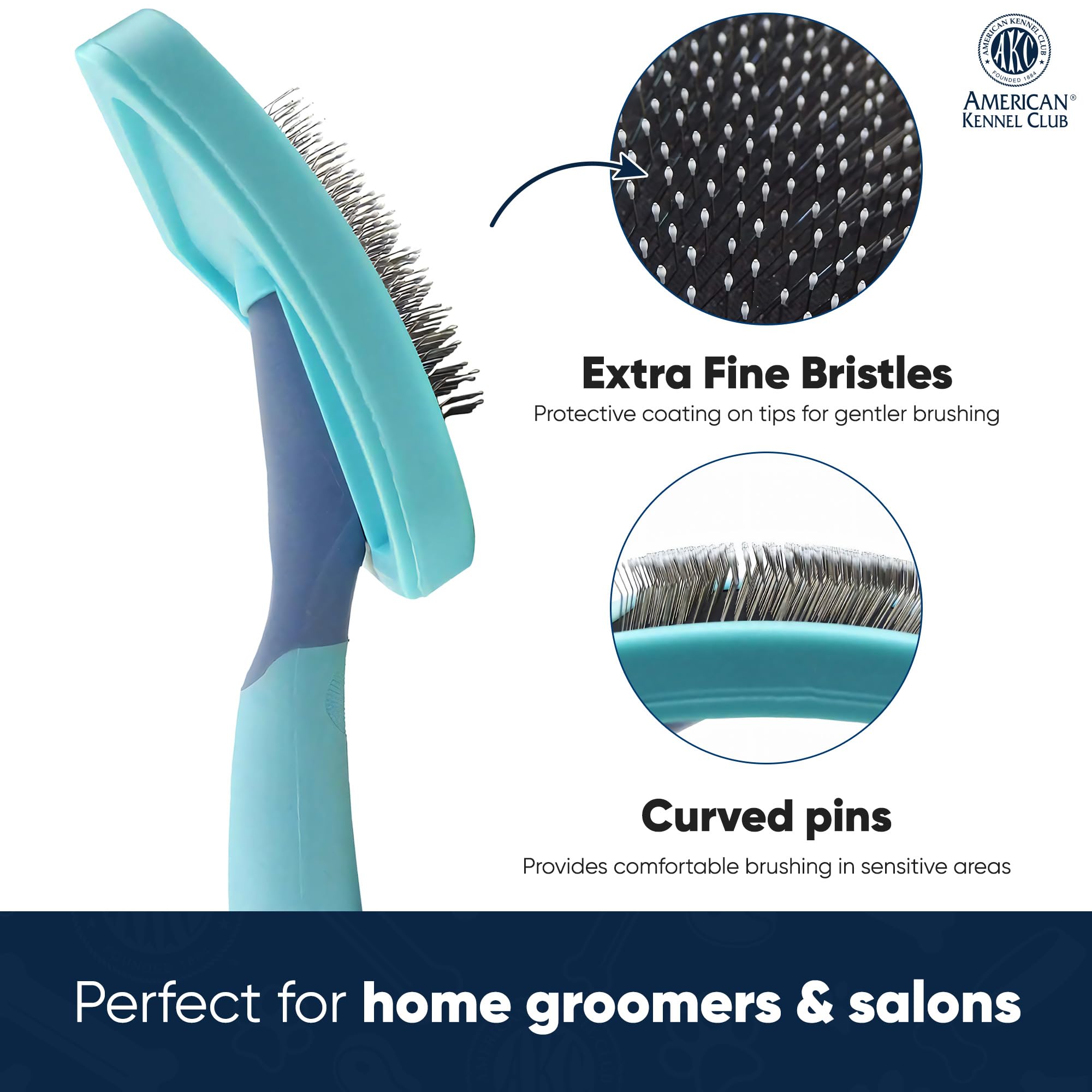 American Kennel Club Akc Deshedding Slicker Brush With Coated Tips For Dogs And Cats, Skin-Friendly Grooming And Deshedding Brus