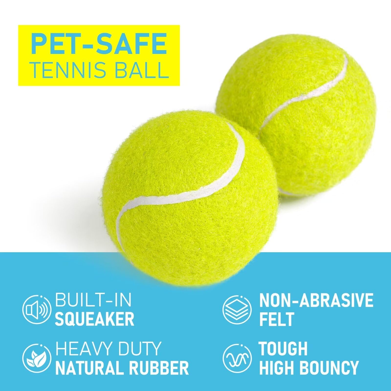 Primepets Tennis Balls For Dogs, 2.5 Inch Squeaky Dog Balls For Play & Fetch, Squeaky Tennis Balls For Medium, Large Dogs, Dog T