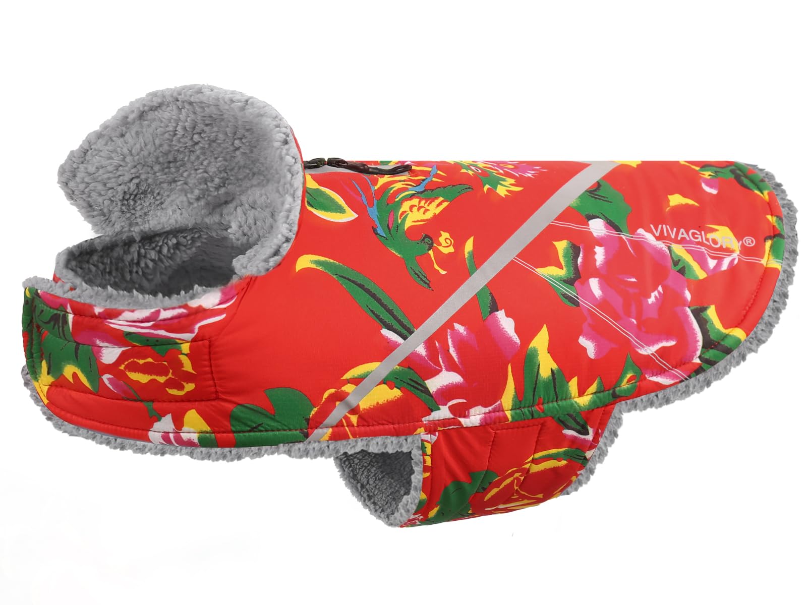 Vivaglory Warm Dog Fleece Vest Jacket With Two-Way Zipper Opening, Pet Jacket With Fleece Lining For Small Pets, Northeast Flora