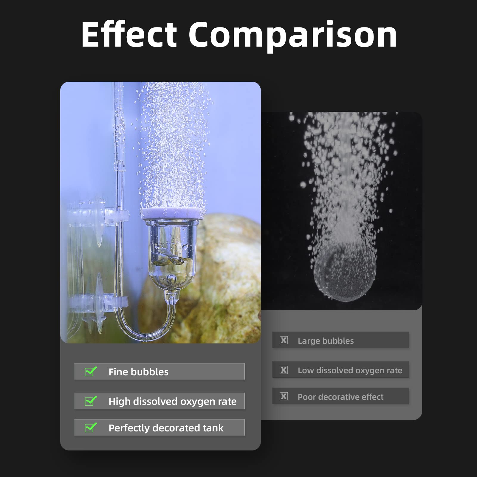 Boxtech Aquarium Air Stone, Fish Tank Bubble Diffuser High Dissolved Oxygen Airstones For Air Pump Accessoriess With 1 Check Valve, 2 Suction Cup For Aquarium Pond Hydroponic