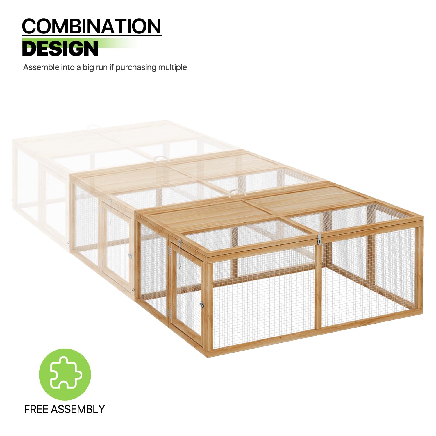Magshion Folding Chicken Coop Rabbit Hutch, Portable Chicken House with Handle Wooden Small Animal Poultry Pet Cage House for Ou