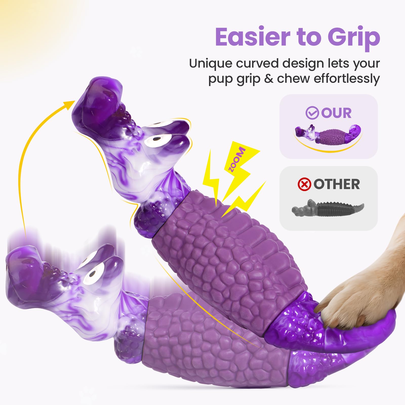 HGB Tough Dog Chew Toys for Aggressive Chewers, Squeaky Indestructible Dog Toy to Keep Them Busy & Reduce Boredom for Medium, La