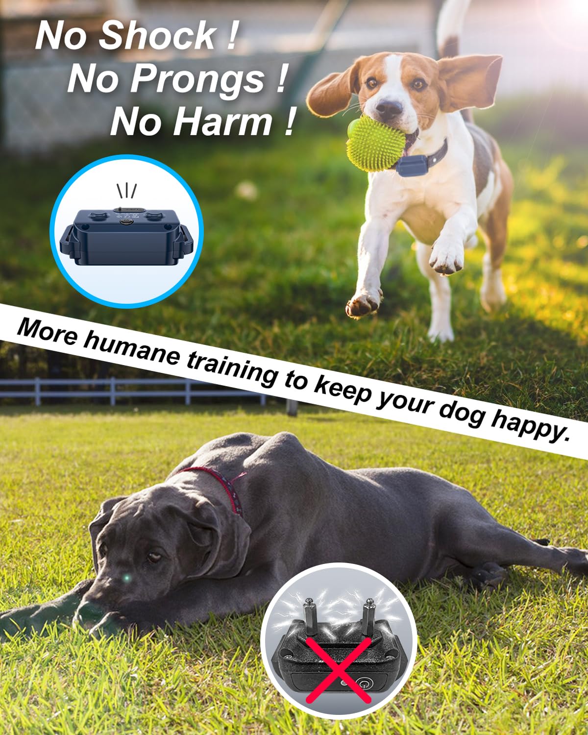 No Shock Dog Training Collar With Remote, Dog Vibration Collar With Controller Beep And Vibrate Only, Safe Lock Waterproof Recha