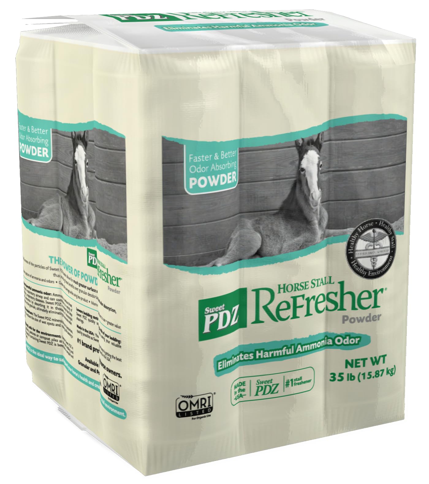 Sweet Pdz Horse Stall Refresher Powder, Stall Refresher Odor Eliminator, Horse Stall Odor Eliminator, 35 Lbs