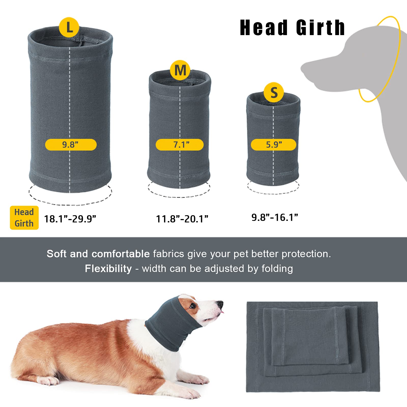 Nanaki Dog Calming Hoodie Quiet Head Cover Sleeves - Ear Covers Hood For Noise Bath, The Grooming And Force Drying Head Protecti