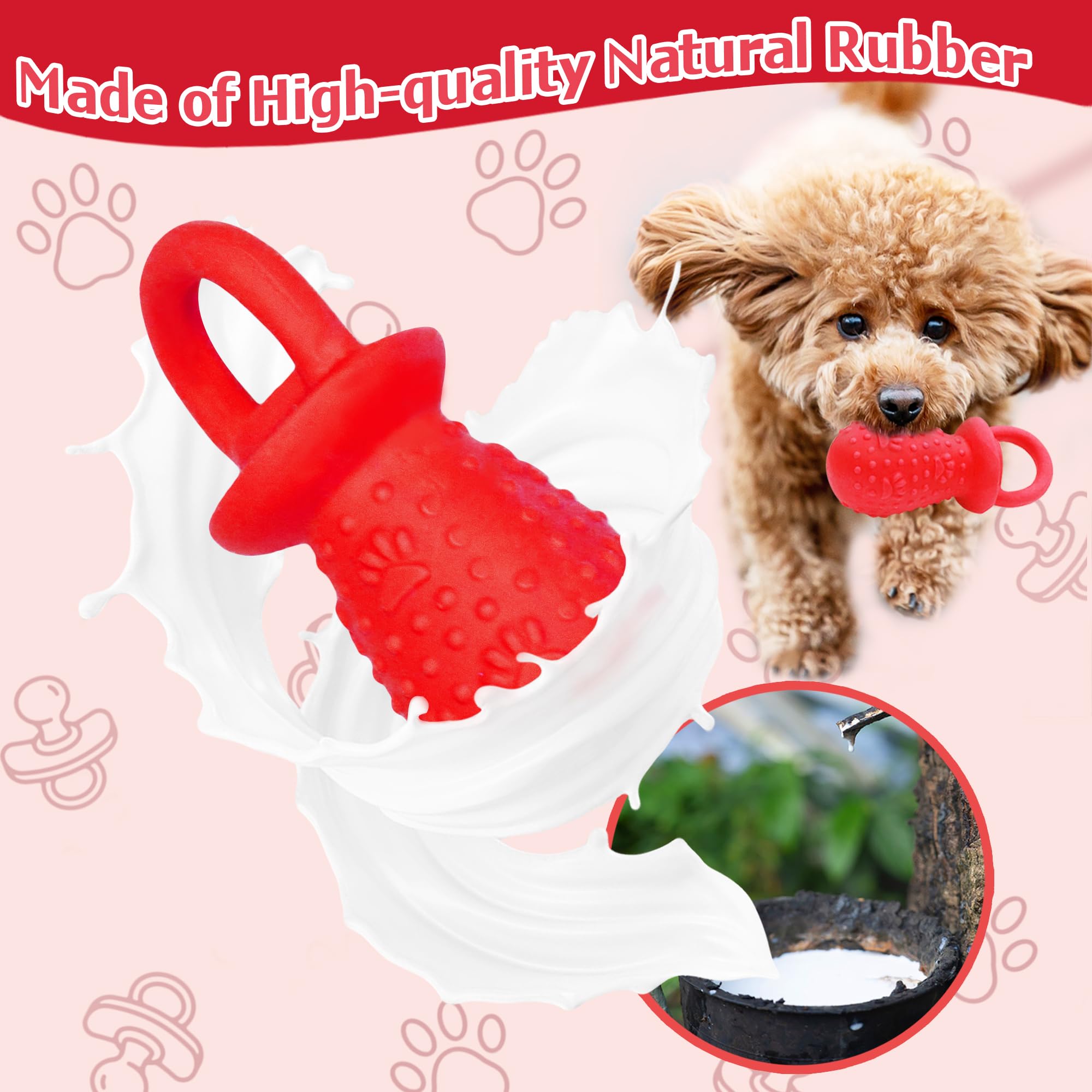 Llspet Latex Chew Dog Toys, Novelty Squeaky Pacifier Dog Toys, 5.2'' Durable Pacifier Dog Chew Toys For Small And Medium Dogs(Re