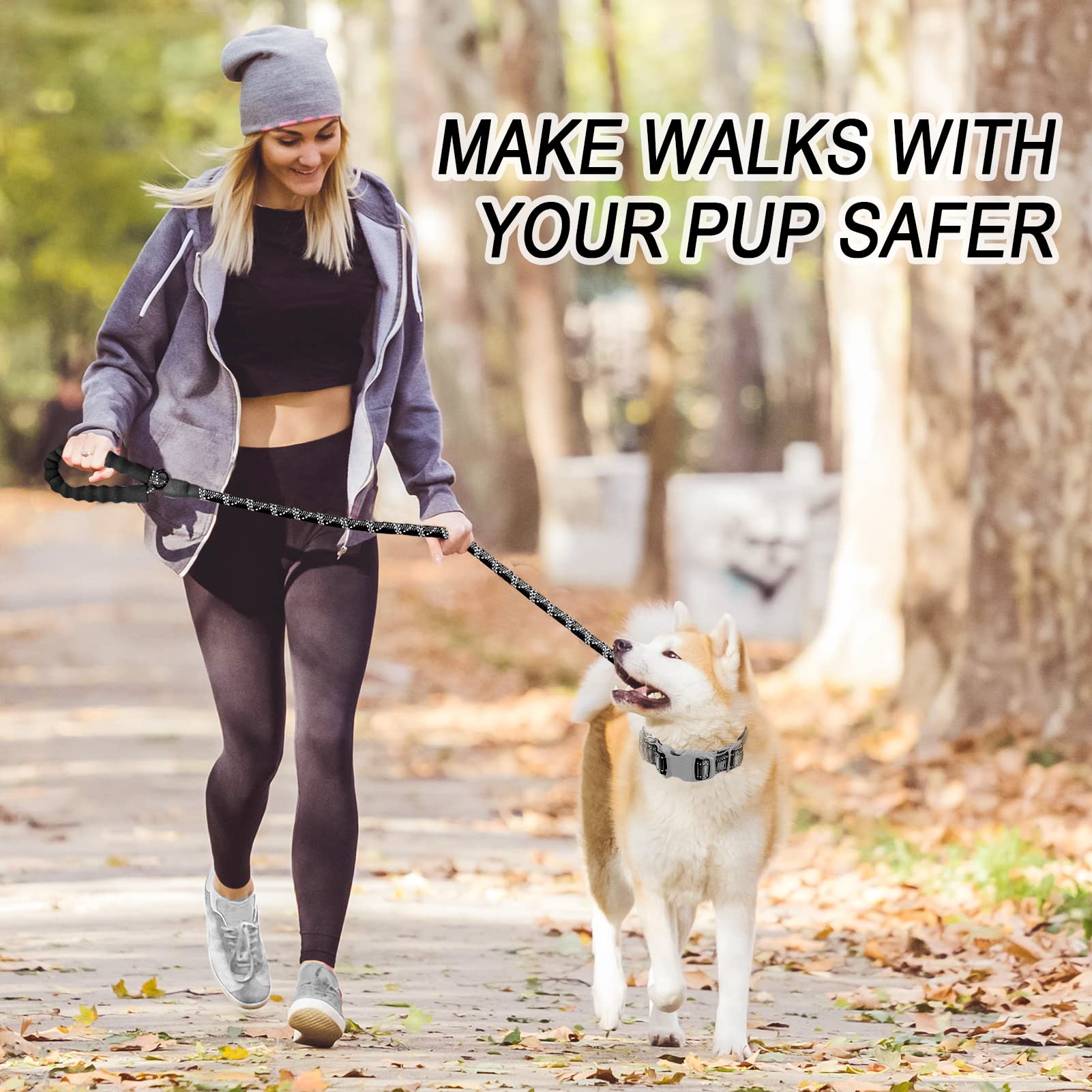 Barkbay 2 Pack Dog Leashes For Large Dogs Rope Leash Heavy Duty Dog Leash With Comfortable Padded Handle And Highly Reflective Threads 5 Ft For Small Medium Large Dogs(Red+Black)