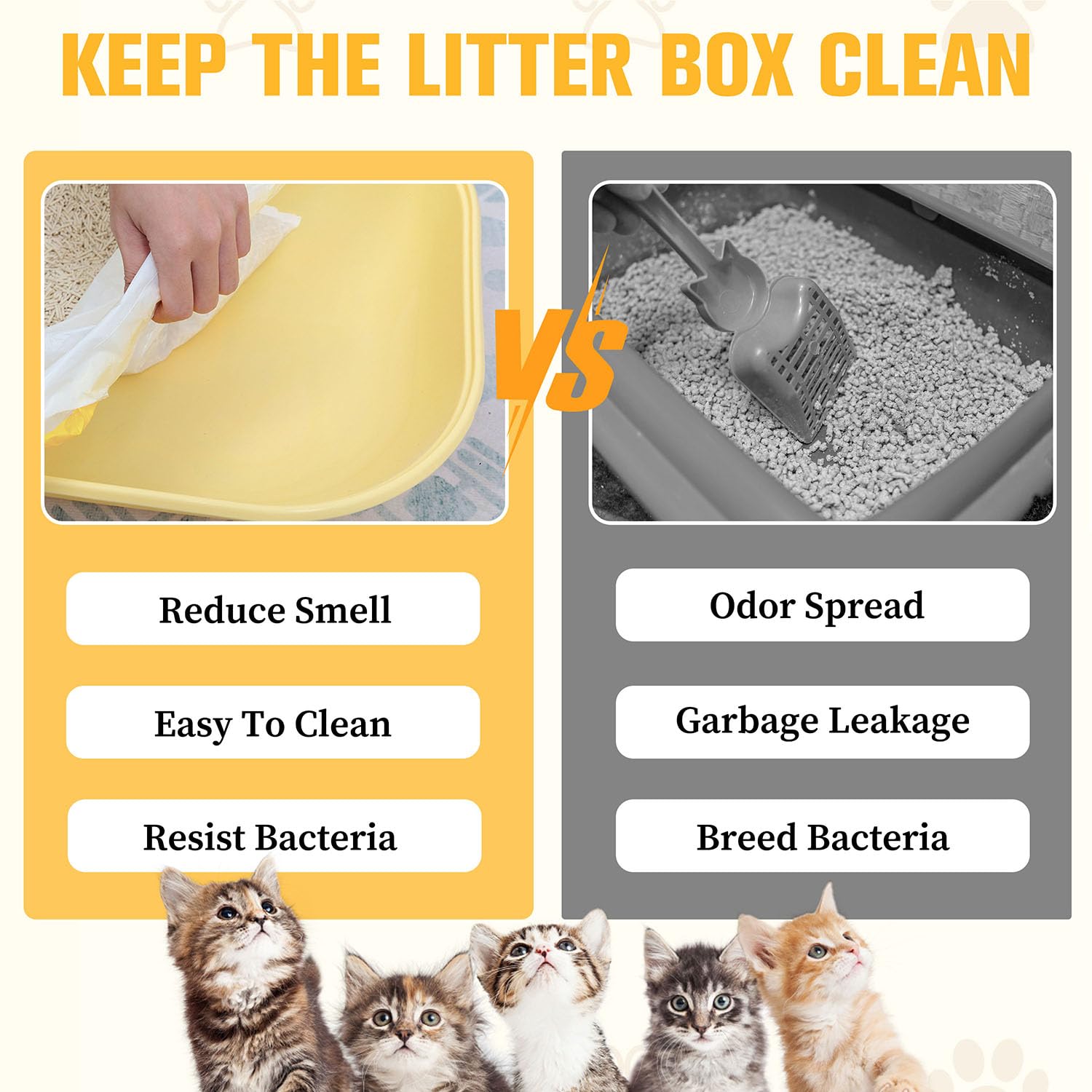 Sysmashing 60 Count Extra Thick Cat Litter Liners 37X18 - Leakproof & Odor Control | Heavy Duty Drawstring Bags For Jumbo Li