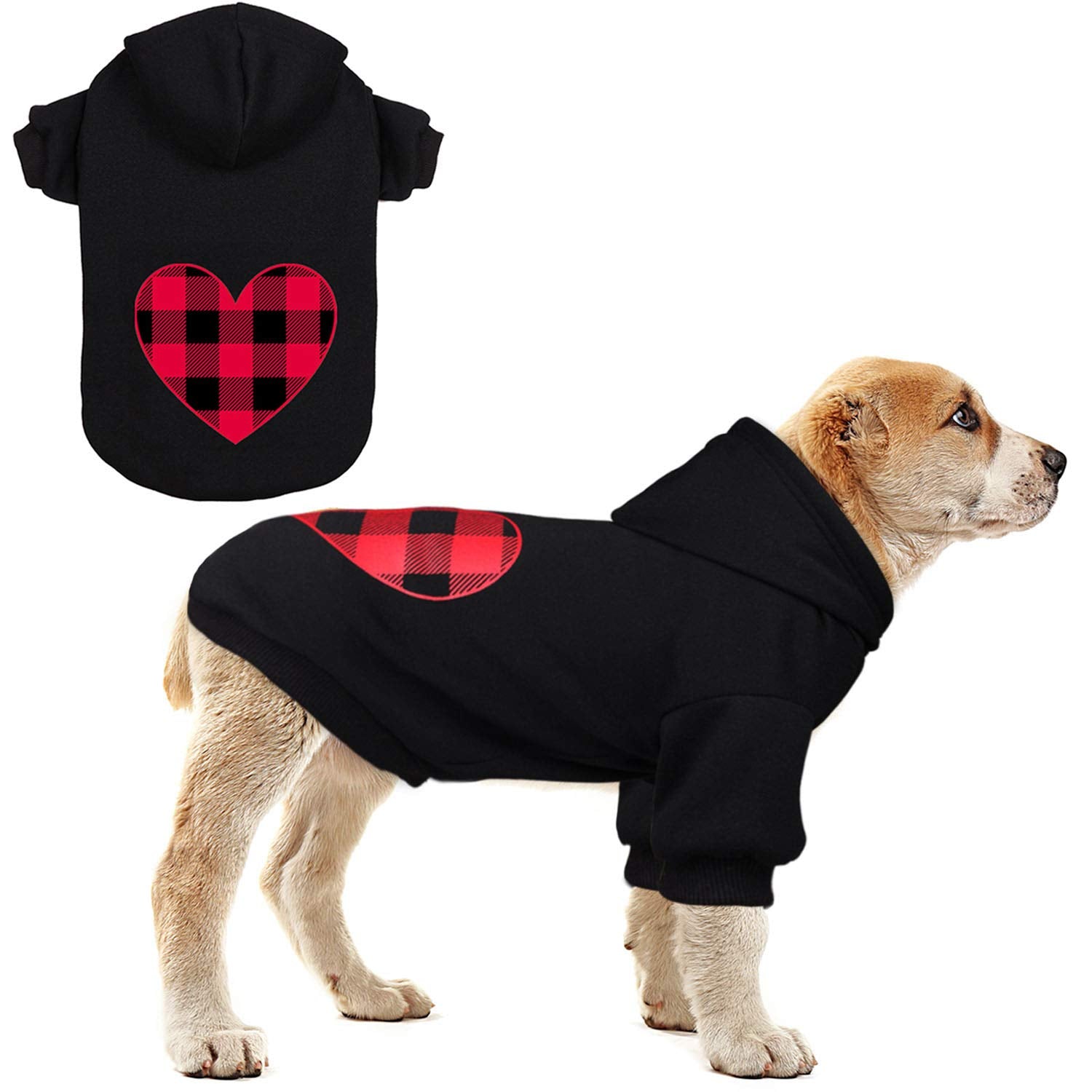 Dog Hoodie Dog Sweaters For Small Dogs Pet Clothes Black Buffalo Plaid Warm And Soft Breathable Cozy(S)