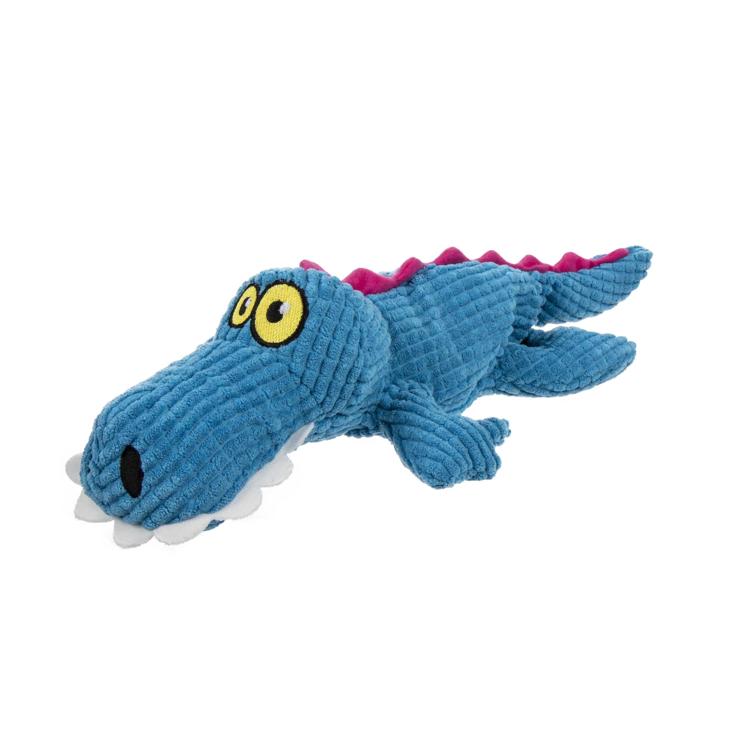 Trustypup Silent Squeak Gator Plush Chew Guard Dog Toy With Ultrasonic Squeaker, Blue, Large