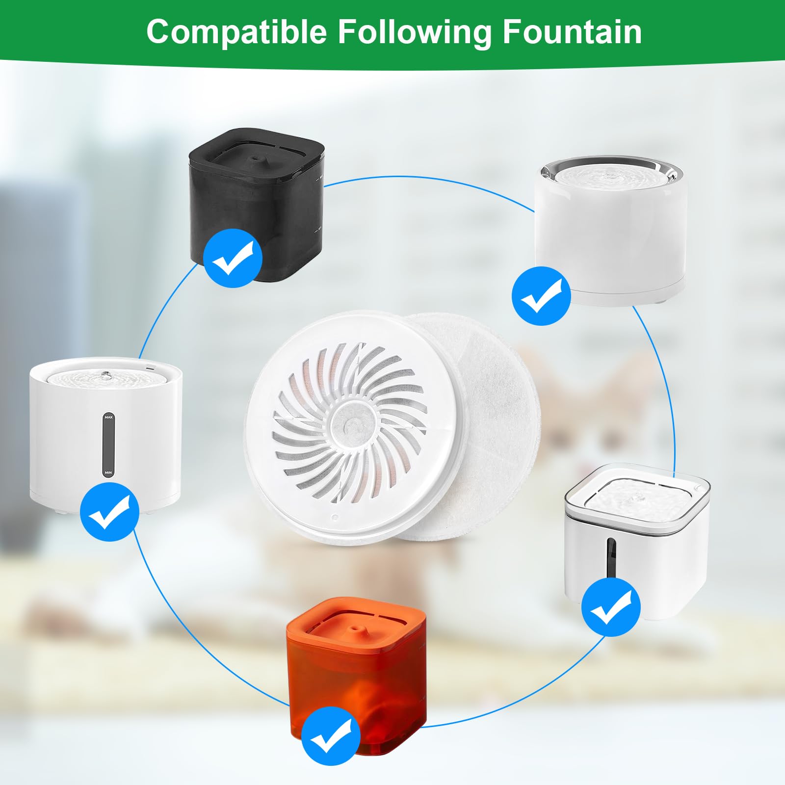 (10 pcs) Upgraded Filter Units 3.0 for PET Cat Water Fountains E versweet 2S/3/3 Pro,E versweet Solo/Solo SE, Replacement Filter