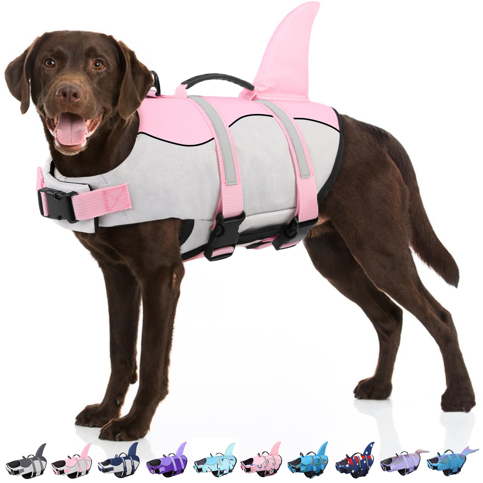 Dog Life Jackets, Ripstop Pet Floatation Life Vest For Small, Middle, Large Size Dogs, Dog Lifesaver Preserver Swimsuit For Wate