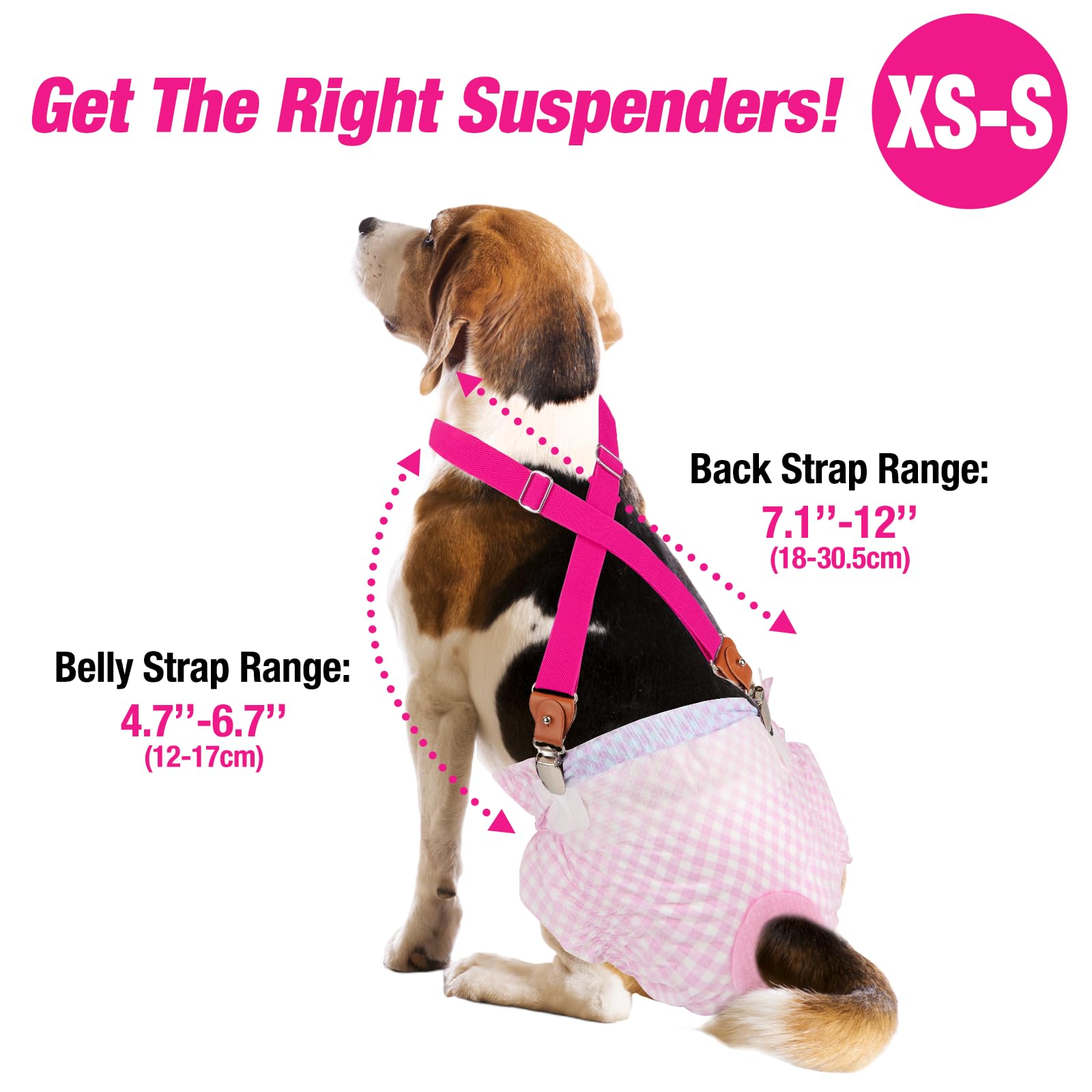 Pet Soft Dog Suspenders 2 Pieces Female Dog Diaper Suspenders For Dogs Diaper Keeper Suspender For Dog Skirt, Dog Dress (Plaid, Xs/S)