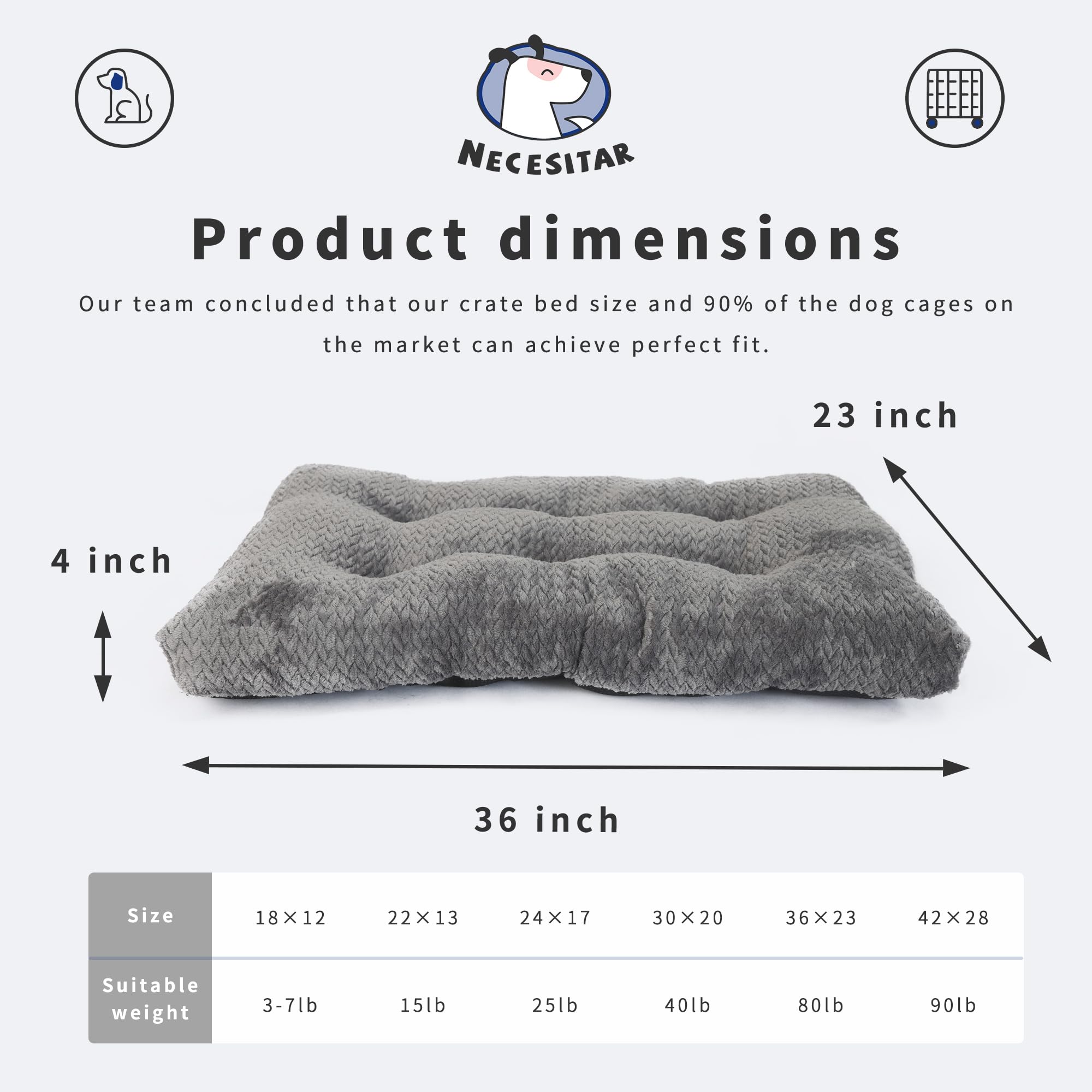 Dog Beds For Crates Washable 36 Inch For Medium Large Dogs Soft And Fluffy Cages Up To 70 Lbs Pet Bed Mat Pillows Kennel Pads Gr