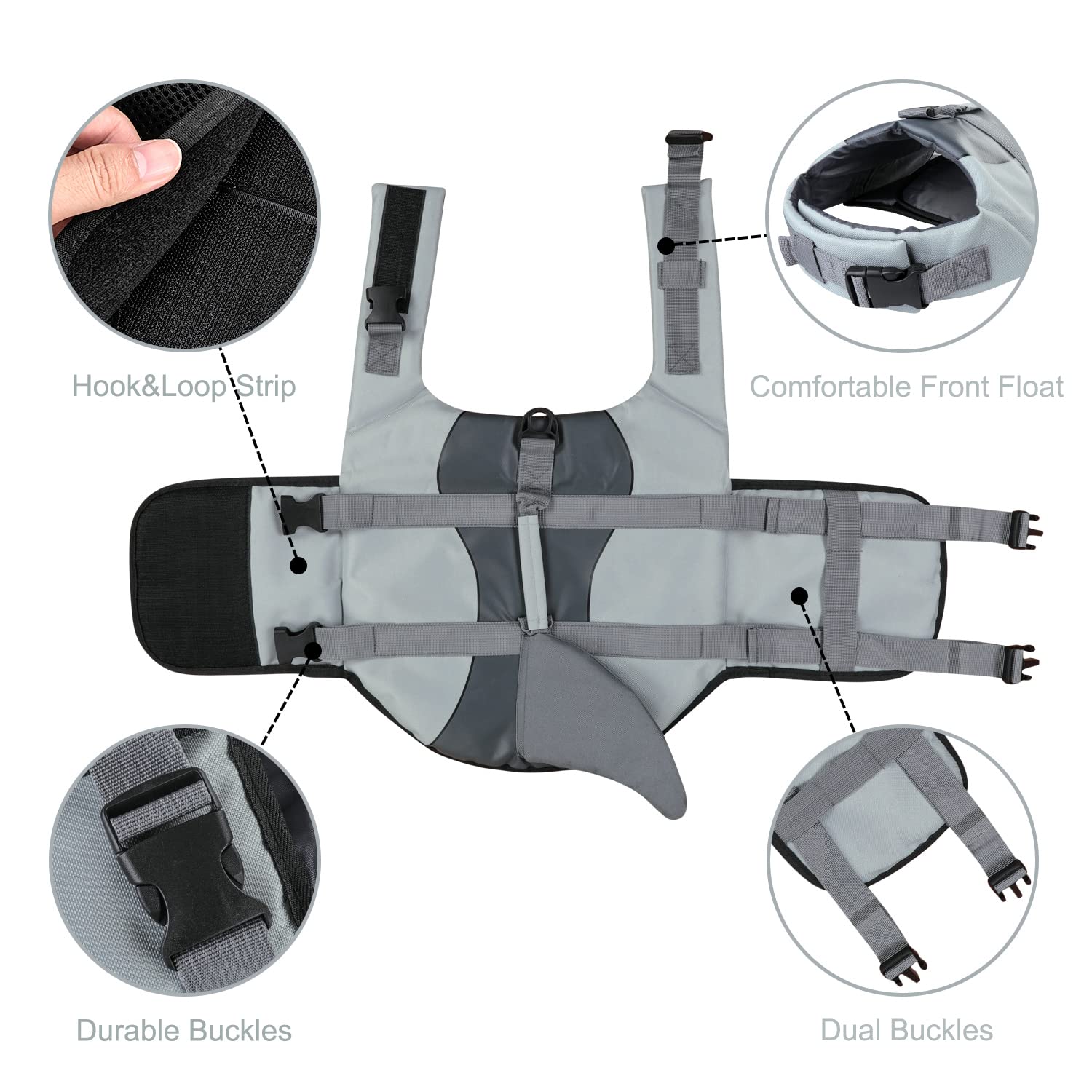 Haocoo Dog Life Jacket Vest Saver Safety Swimsuit Preserver With Reflective Stripes/Adjustable Belt Dogs?Blue Bone,Xl