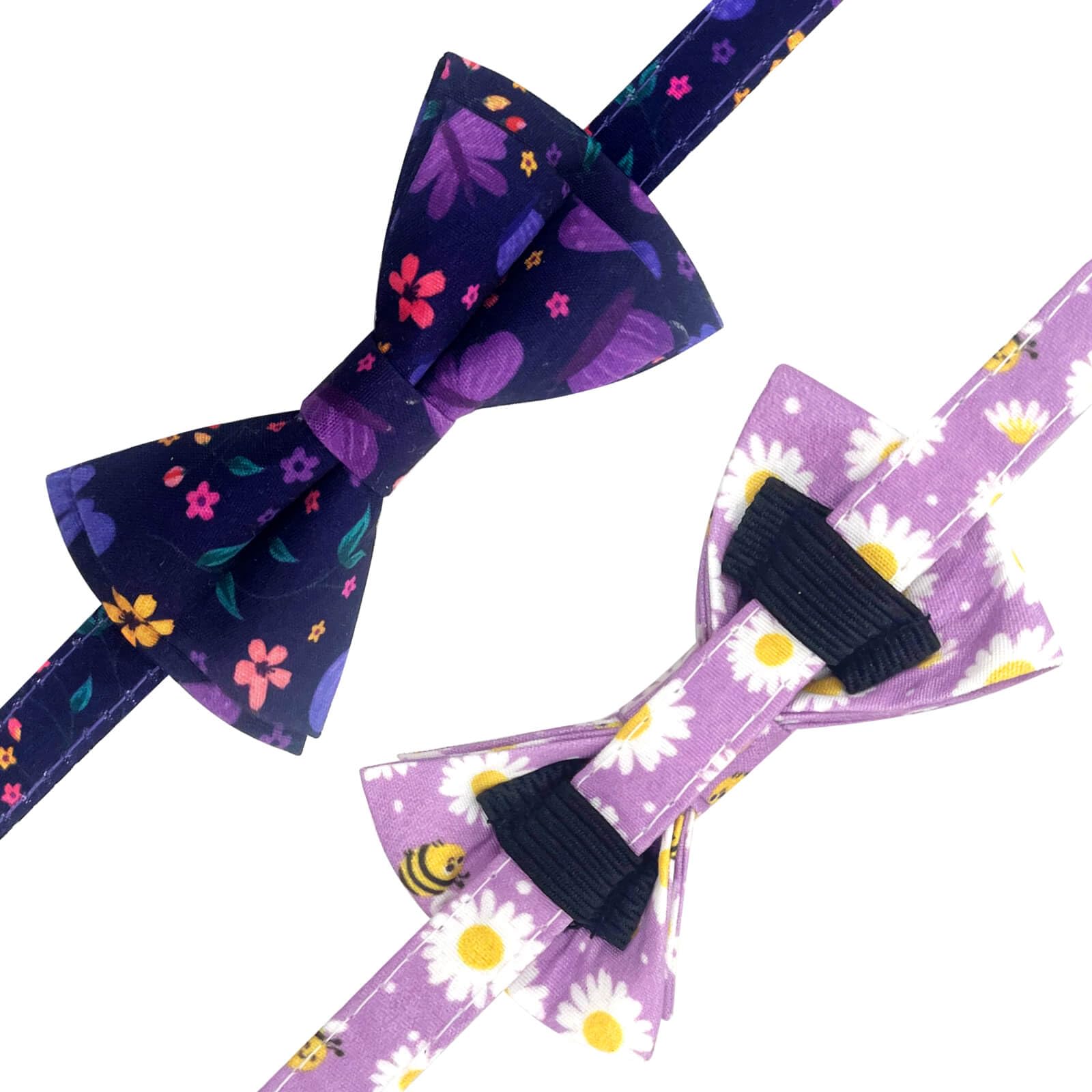 Gelwoo 2 Pack Cotton Cat Collar With Bow Tie And Bell For Male Female Cats,Soft Fancy Breakaway Kitty Kitten Collar With Bee And