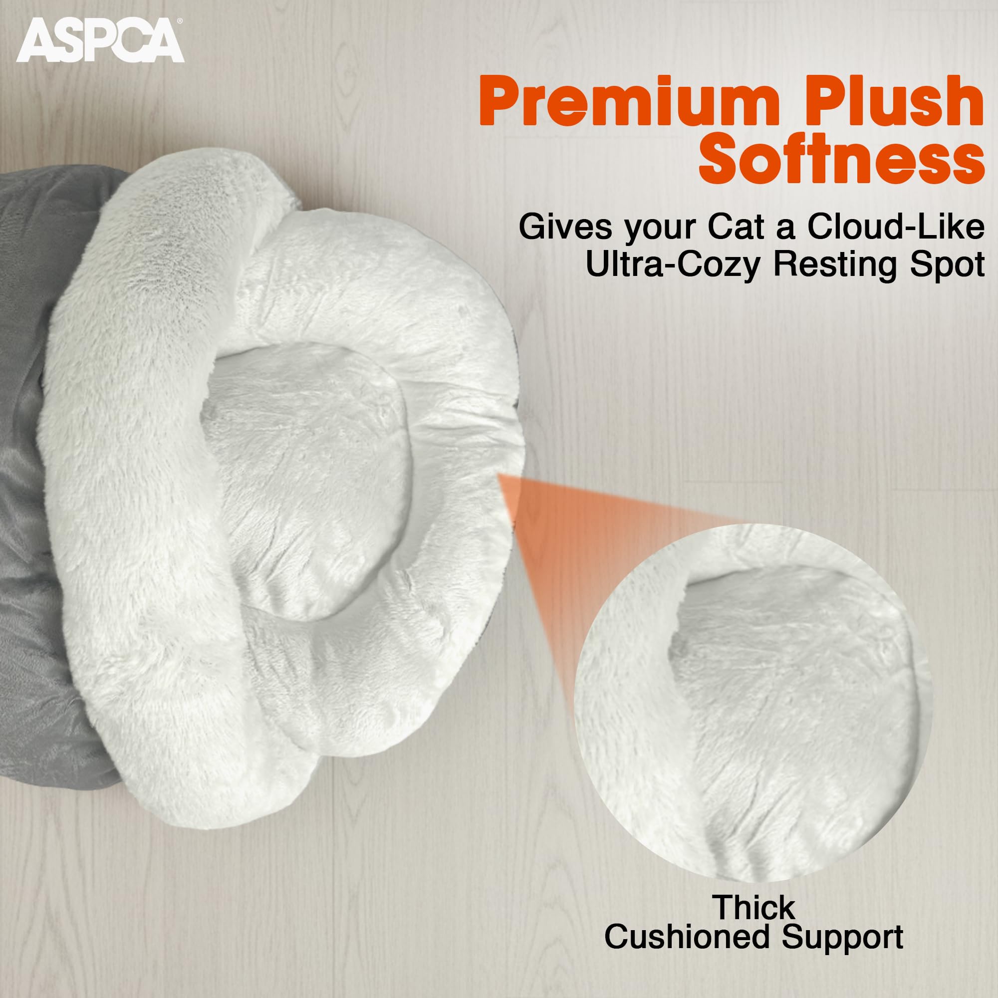ASPCA - Cat Cave Bed for Indoor Cats | Cozy Warm Felt House Dome for Cats & Kittens | Soft, Warm & Plush Cave Bed with Removable