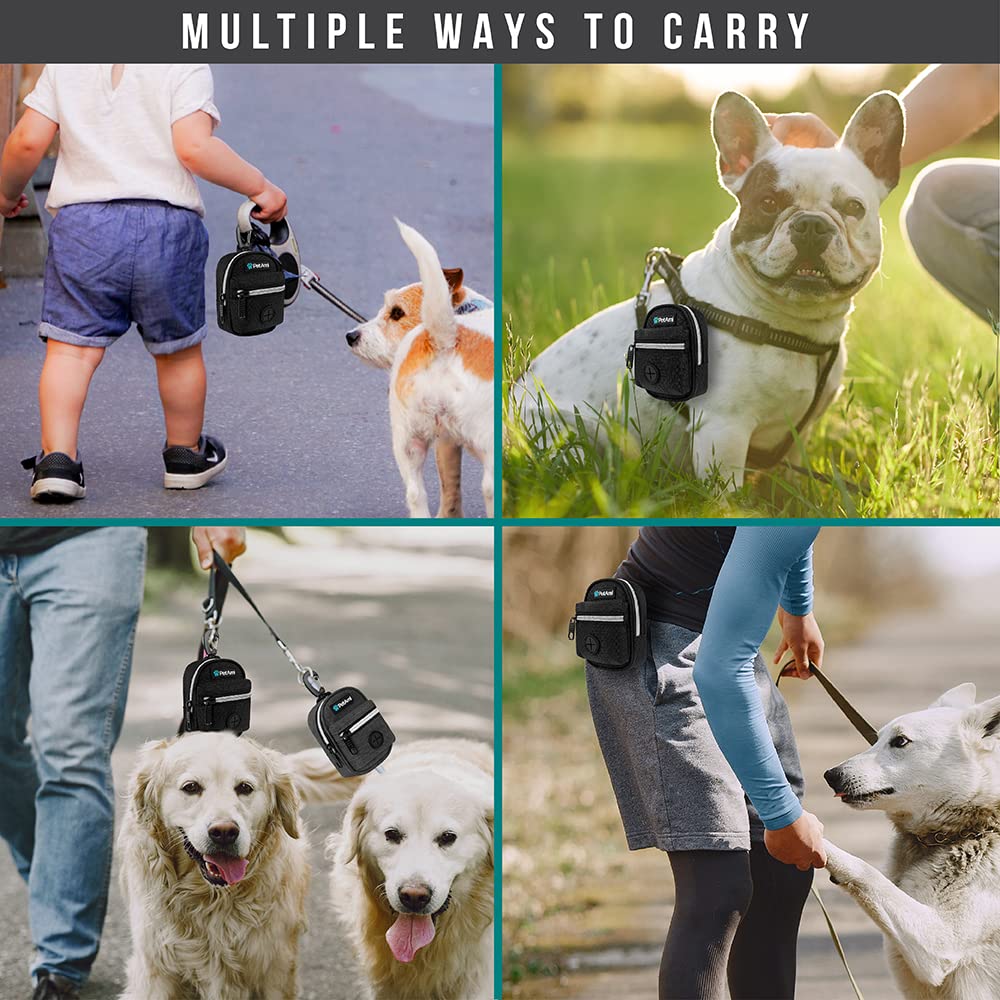 PetAmi Dog Poop Bag Holder for Leash, Dog Pet Waste Bag Dispenser For Poop With Clip For Doggie Puppy Walking Accessories Travel