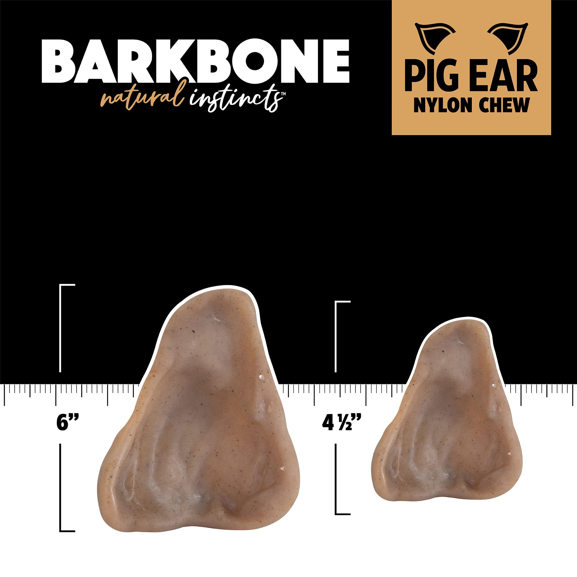 Pet Qwerks Pigs Ear Barkbone - Nylon Dog Bone For Aggressive Chewers - Bacon Flavor - 6'