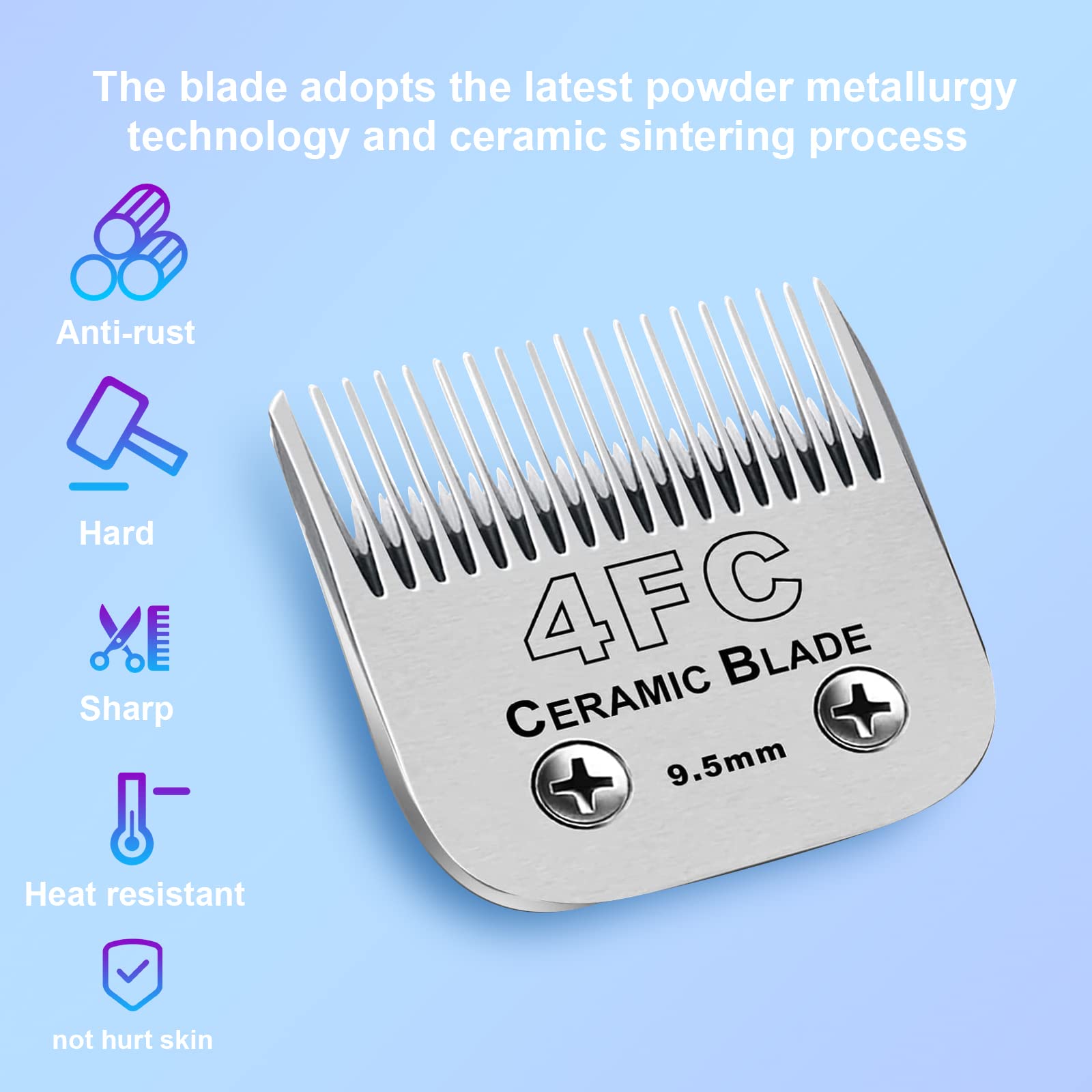 Dodaer 2 Pack Detachable Pet Dog Clipper Blades, Compatible With Andis Size 4Fc Cut Length 3/8''(9.5Mm), Most Oster A5,Wahl Km S