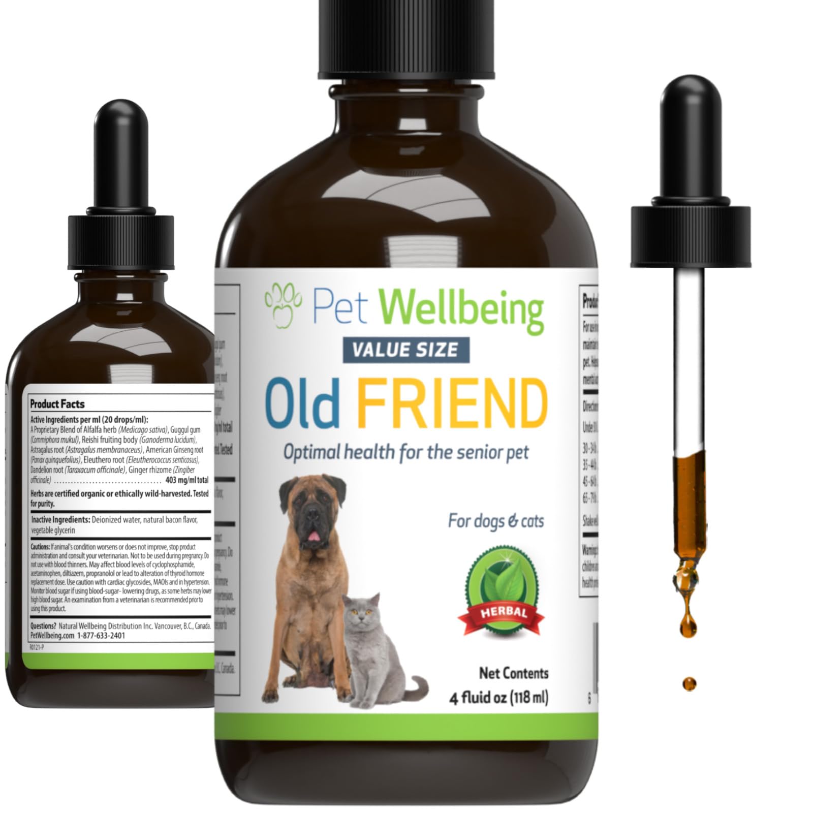Pet Wellbeing Old Friend for Senior Dogs & Cats- Supports Immune System Health, Joint Mobility, Healthy Energy Levels, Alfalfa, 