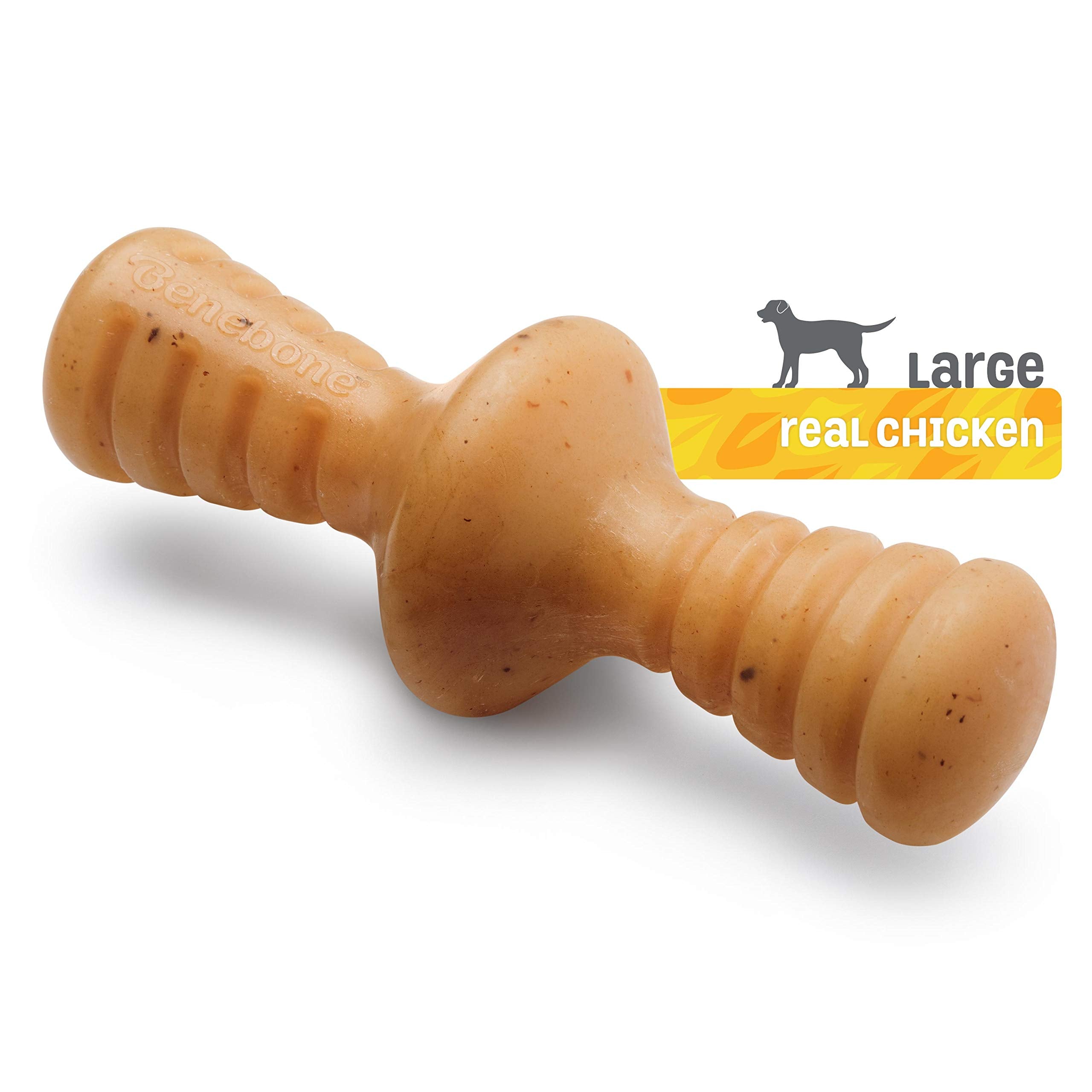 Benebone Zaggler Rolling Dog Chew Toy for Aggressive Chewers, Real Chicken, Made in USA, Large