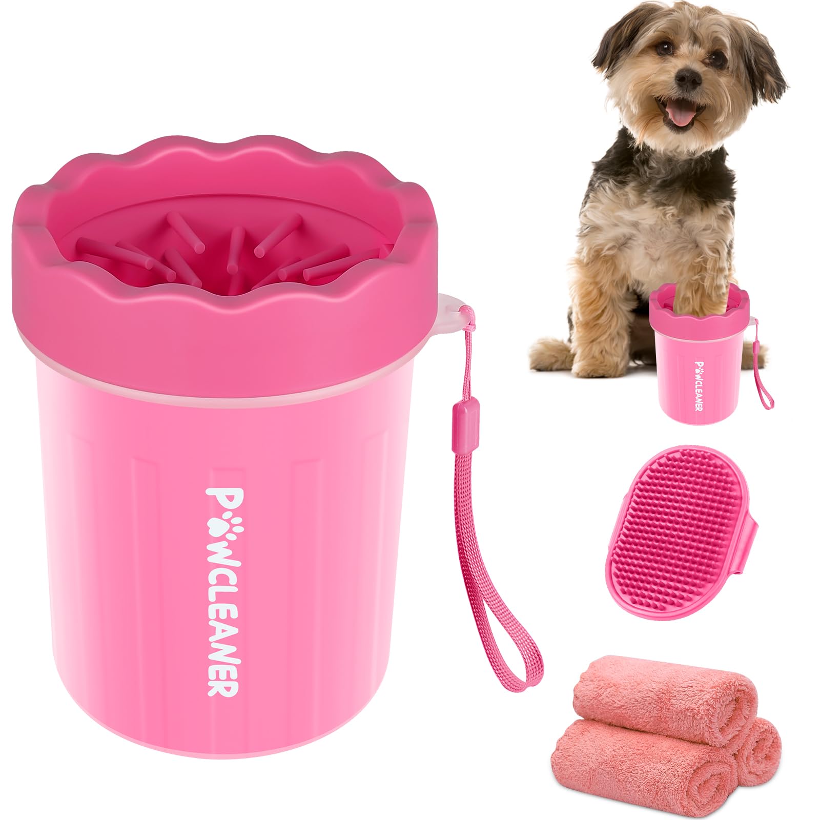Comotech Dog Paw Cleaner, Portable Dog Paw Washer Pet Cleaning Silicone Brush With 3 Absorbent Towel, Pet Foot Cleaner For Small