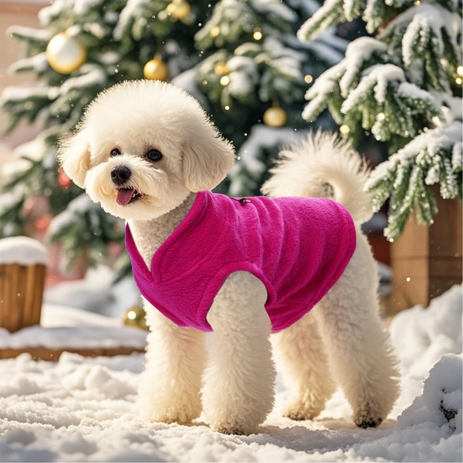Rbenxia Rose Red Dog Sweater With Leash Ring Soft Fleece Vest Pullover Warm Jacket Pet Clothes Winter Dog Outfits For Small Pupp