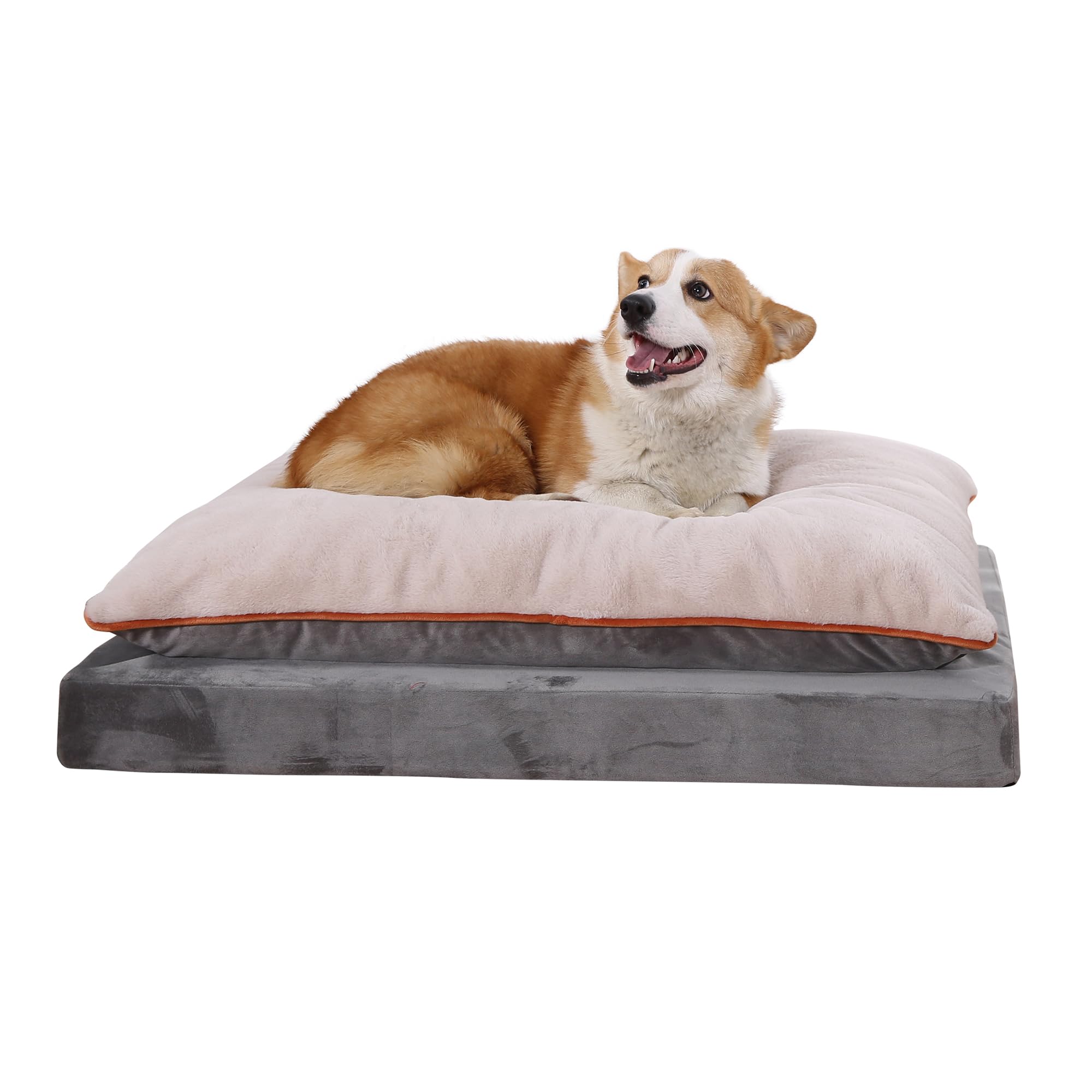 Amazon Basics Orthopedic Dog Bed Medium - Couch Style, Machine Washable, Non-Skid Removable Cover, 40'' X 30'' X 8.5'', Grey