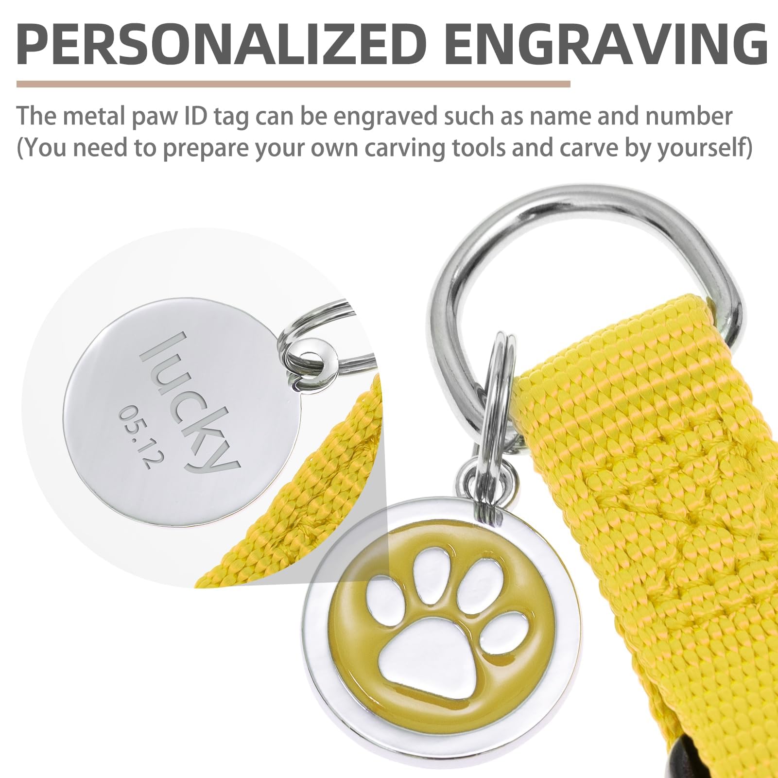 Pupteck No Pull Dog Harness Soft Adjustable Basic Nylon Step In Puppy Vest Outdoor Walking With Id Tag, Yellow, S