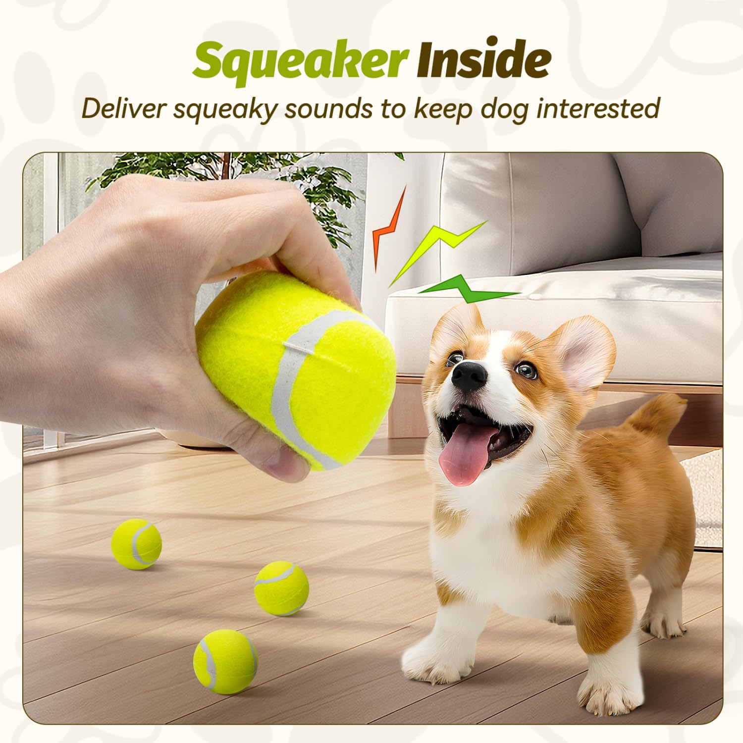 Nobleza 12 Pack 2.5' Floatable Squeaky Tennis Balls for Small Medium Dogs, Training Safe Natural Rubber Squeaky Dog Balls for Fe