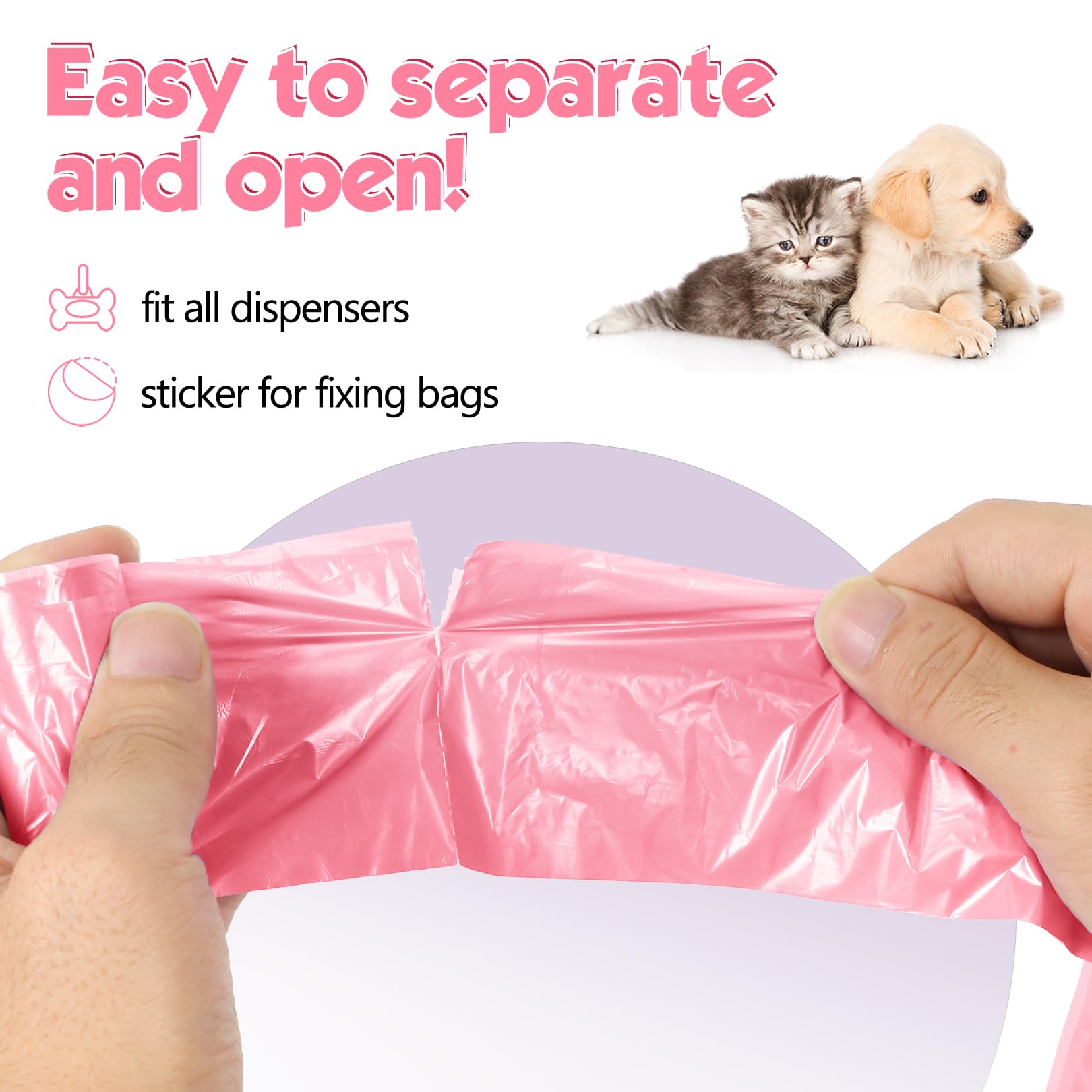 Lifegogo 1140 Counts 57 Rolls Unscented Doggy Poop Bags, Leak-Proof, Easy Tear-Off, Pink (13 x 9 Inches)