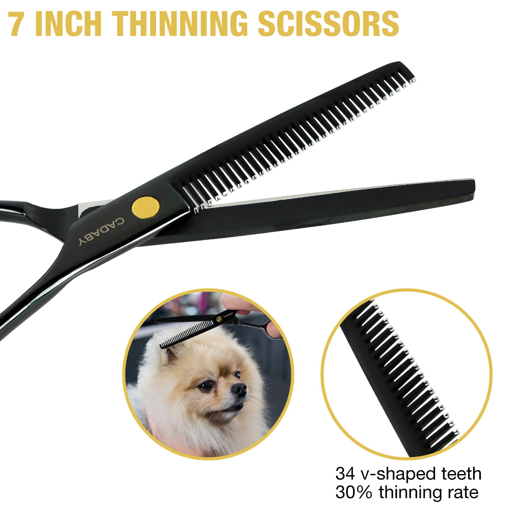 Cadaby Dog Grooming Scissors Kit With Blunt Tips, 5 In 1 Professional Dog Shears For Grooming, 4Cr Stainless Steel Pet Scissors,