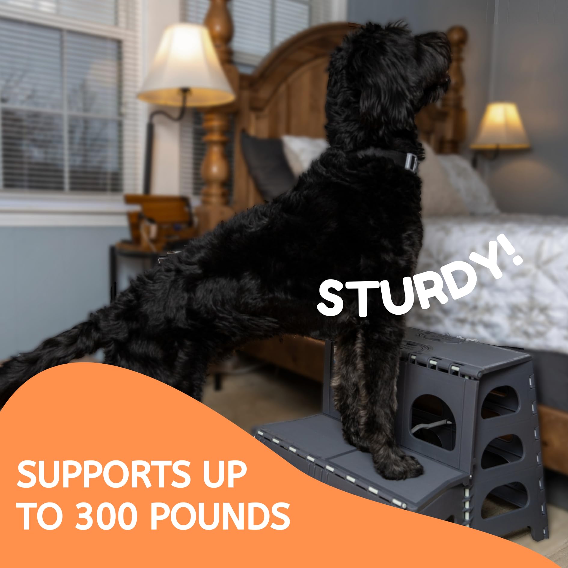 Bee Neat 2 Step Folding Dog Stairs & Ramp For Your Pet - Indoor Outdoor Foldable Pet Stairs For High Bed, Car, Suv - Collapsible