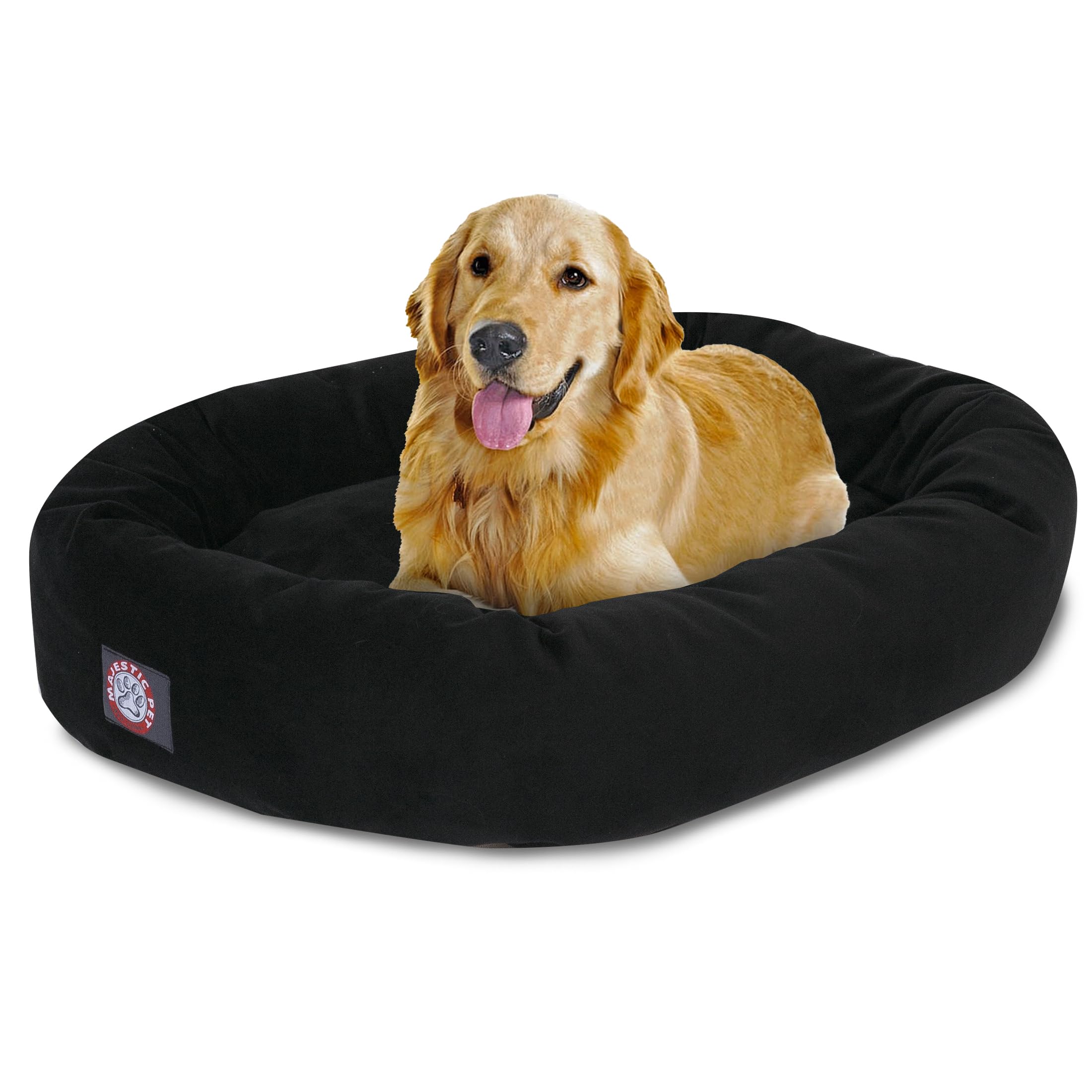 Majestic Pet 40 Inch Suede Calming Dog Bed Washable - Cozy Soft Round Dog Bed With Spine Support For Dogs To Rest Their Head - F