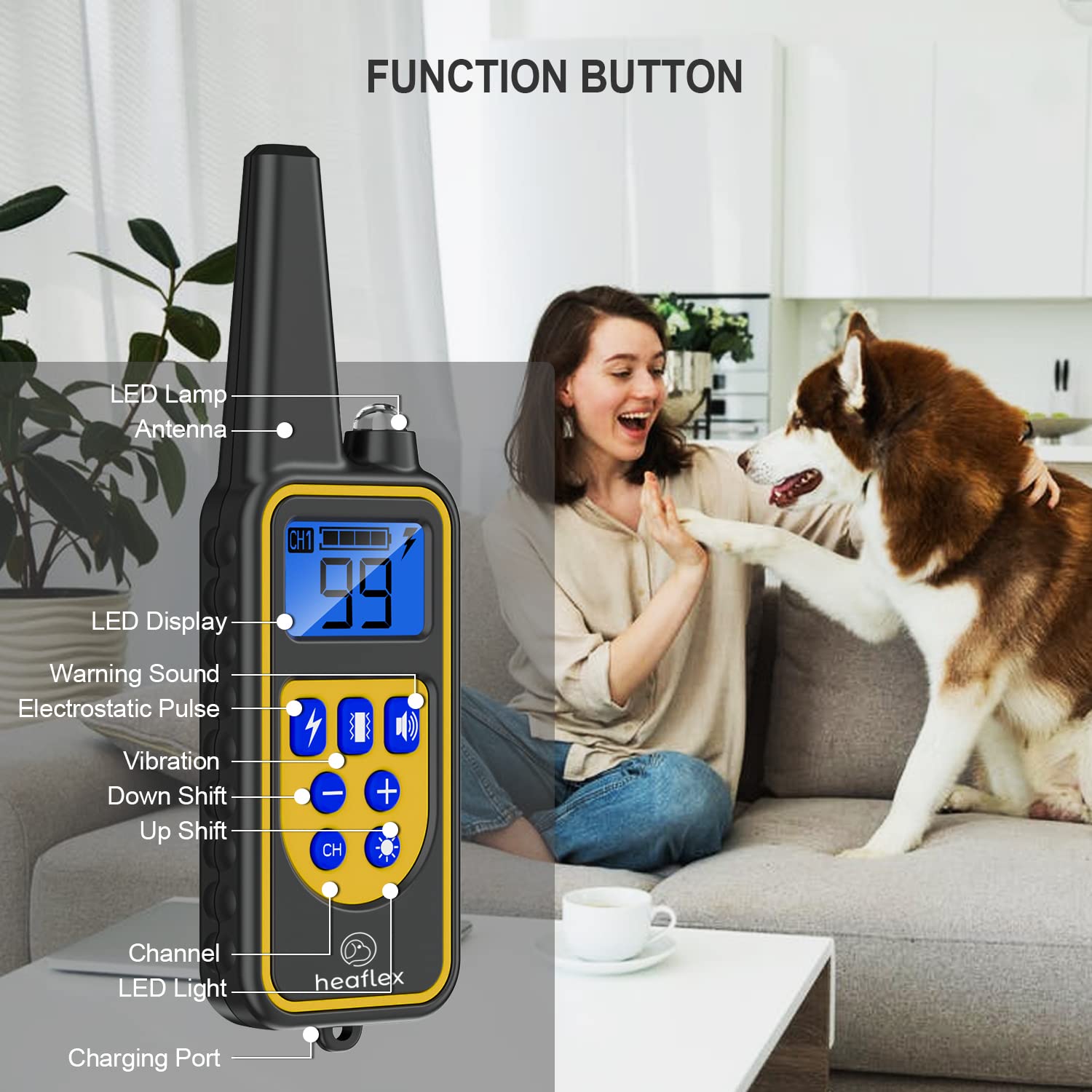 Heaflex Electric Dog Training Collar With Remote 1640Ft, E-Shock, Safe Training Modes, Rechargeable Ip67 Waterproof Collars For 2 Dogs