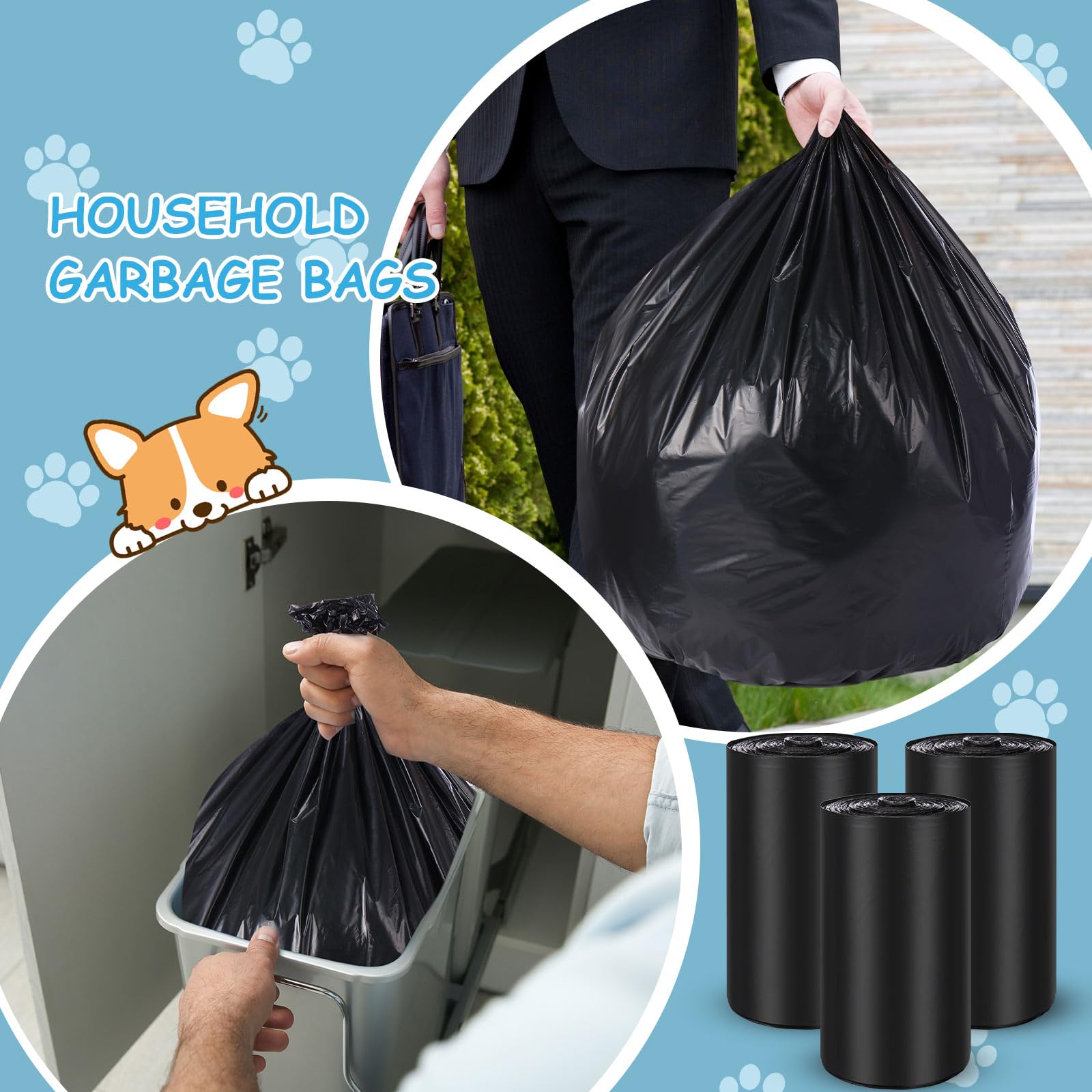 Weekgrat 150 Pcs Dog Waste Bags Dog Poop Large Leak Proof Bags 26'X 33' Pet Waste Station Can Liners Heavy Duty Pet Trash Bin