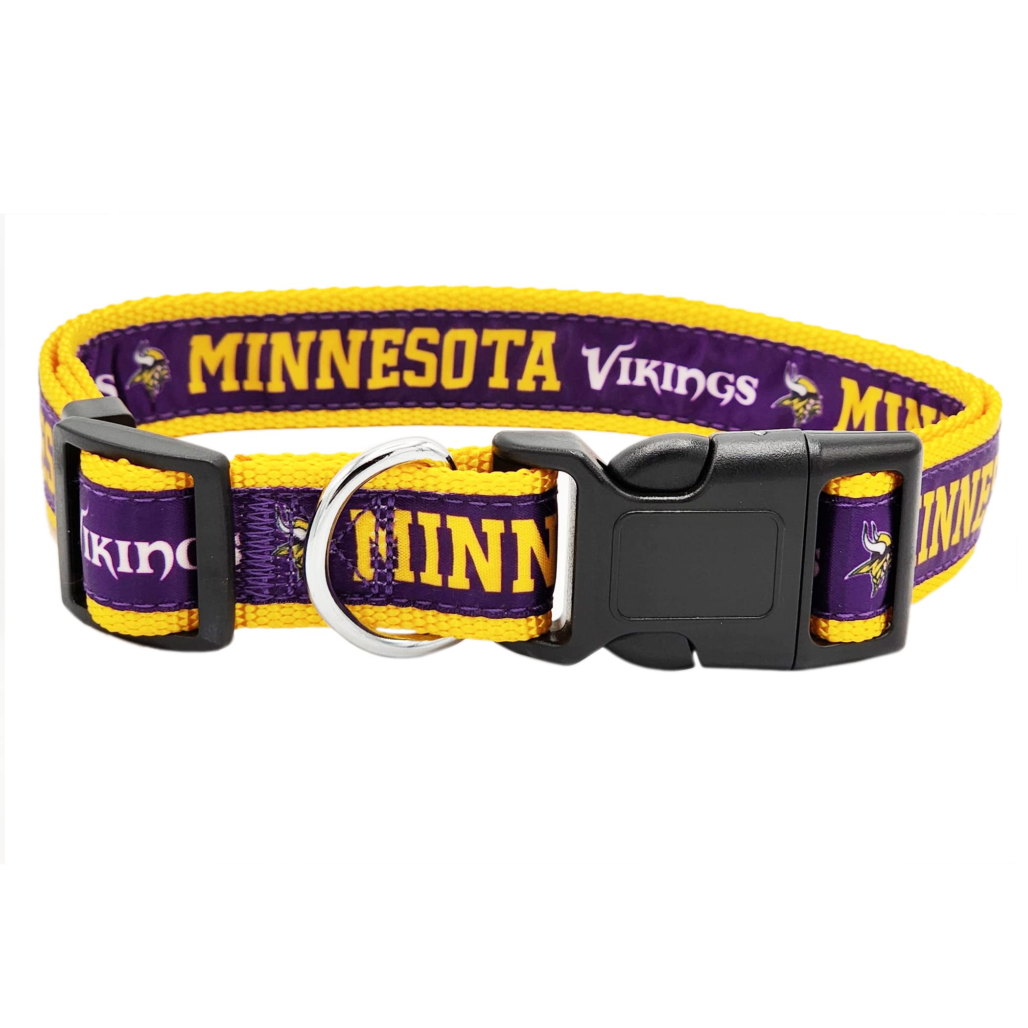 Pets First NFL Minnesota Twins Licensed PET COLLAR, Medium - Heavy-Duty, Strong, and Durable Dog Collar. Available in 31 Footbal