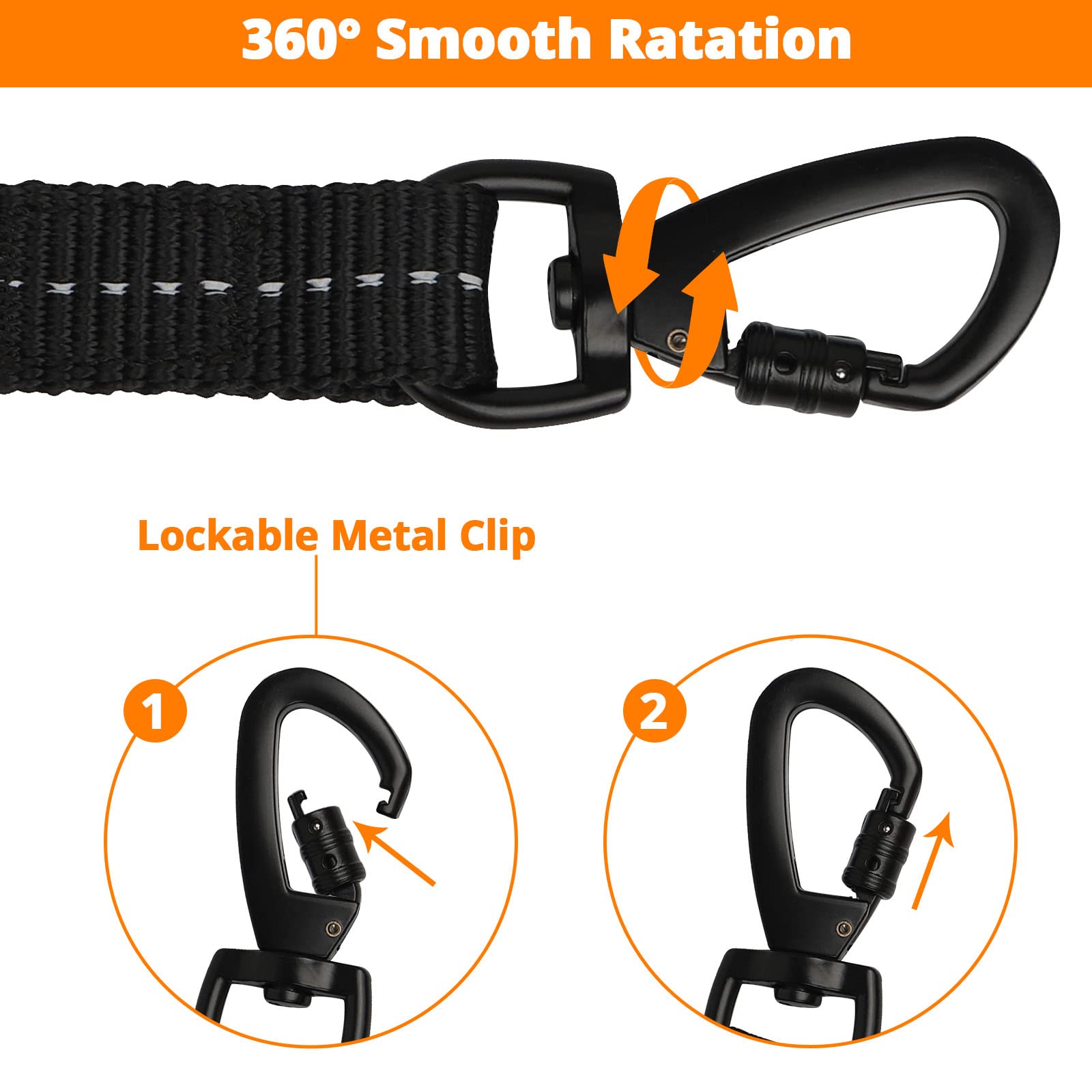 Jenico Long Dog Leash 50Ft: Heavy Duty Nylon Rope Leashes For Dogs Training With Reflective Threads Bungee And Padded Handle - Dog Lead For Large Small Medium Dogs Outside Walking Hiking