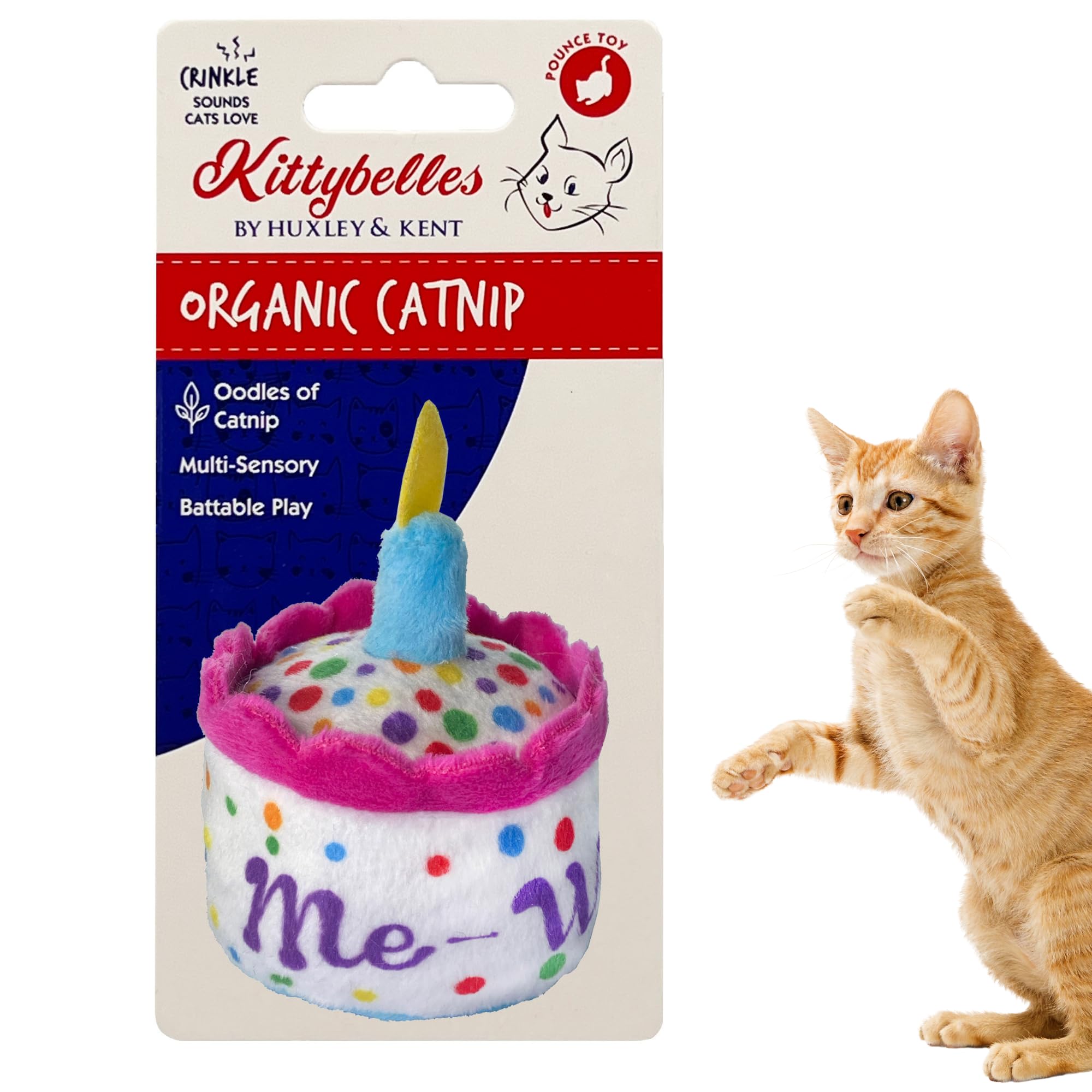 Huxley & Kent Plush Cat Toy - Mewow Cake - Birthday Strong Catnip Filled - Plush Interactive Kitten And Cat Toy With Catnip And 