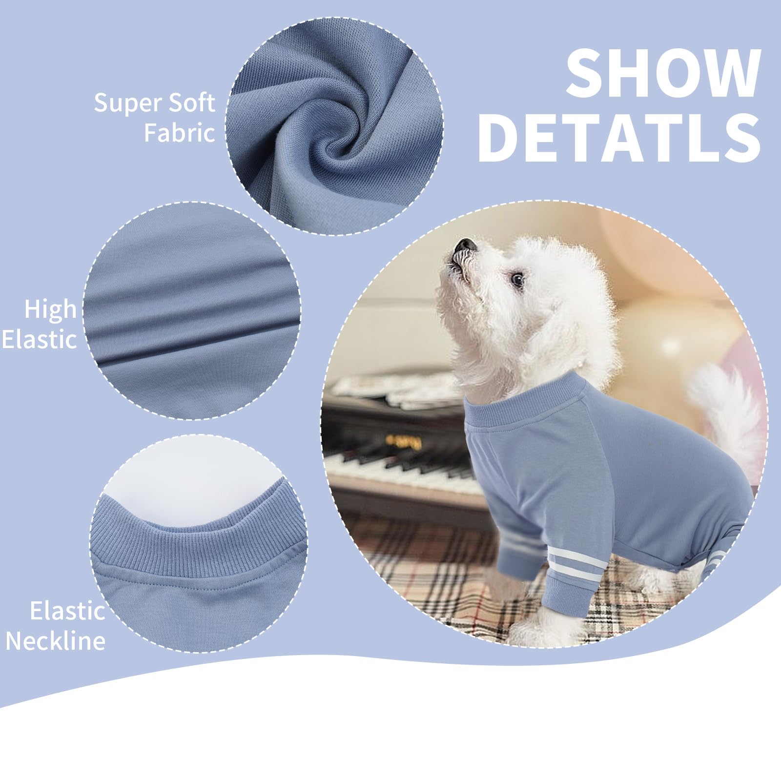 Brkurleg Dog Pajamas Soft Material Stretchable Small Dogs Pajamas Onesie, Shirt For Small Medium Dogs After Surgery, Cotton Pet