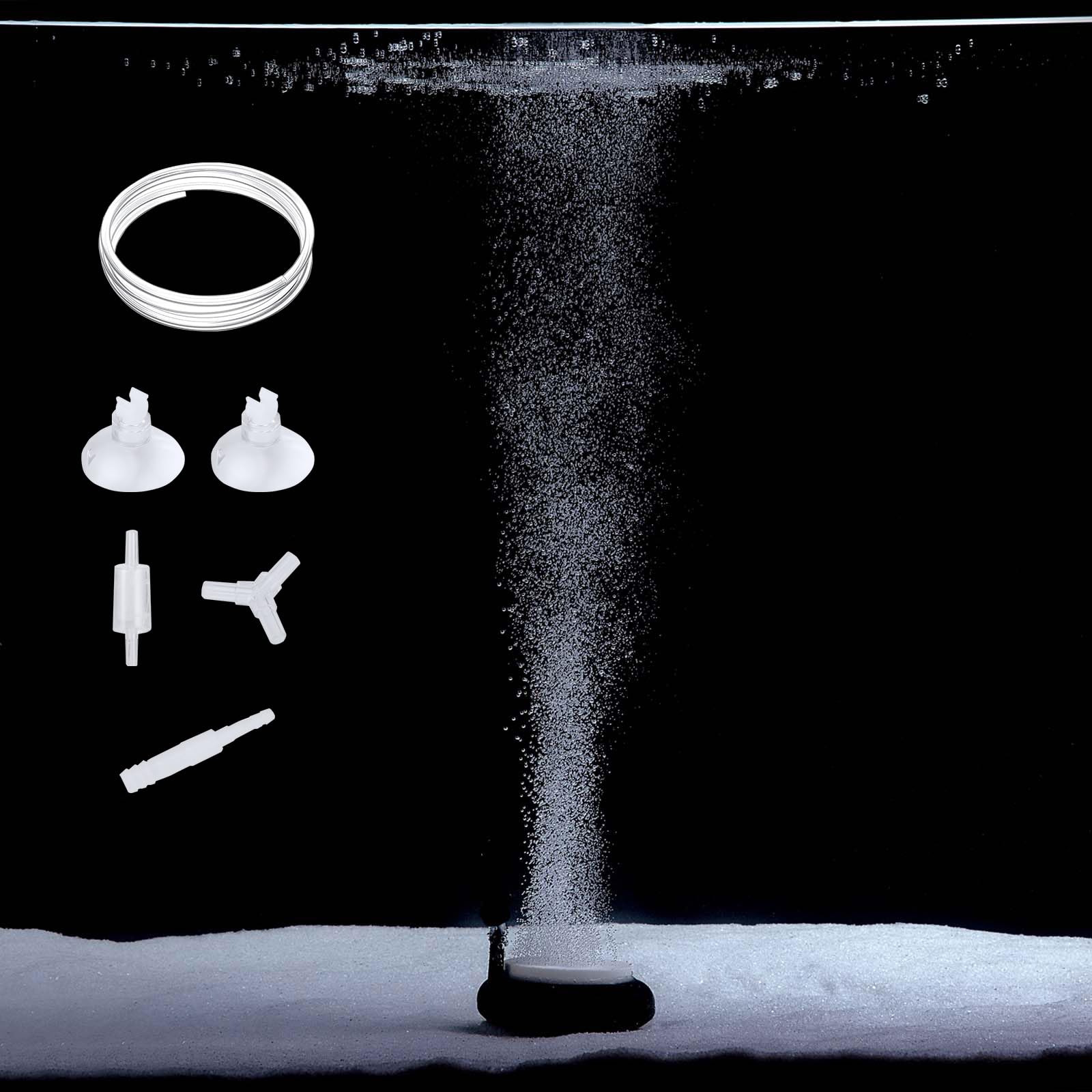 Carefree Fish 1.4/2/4Inch Aquarium Nano Air Stone Disc with 3ft Tube Fish Tank Oxygen Stone Disk Bubble Diffuser Fish Bowl Aerat