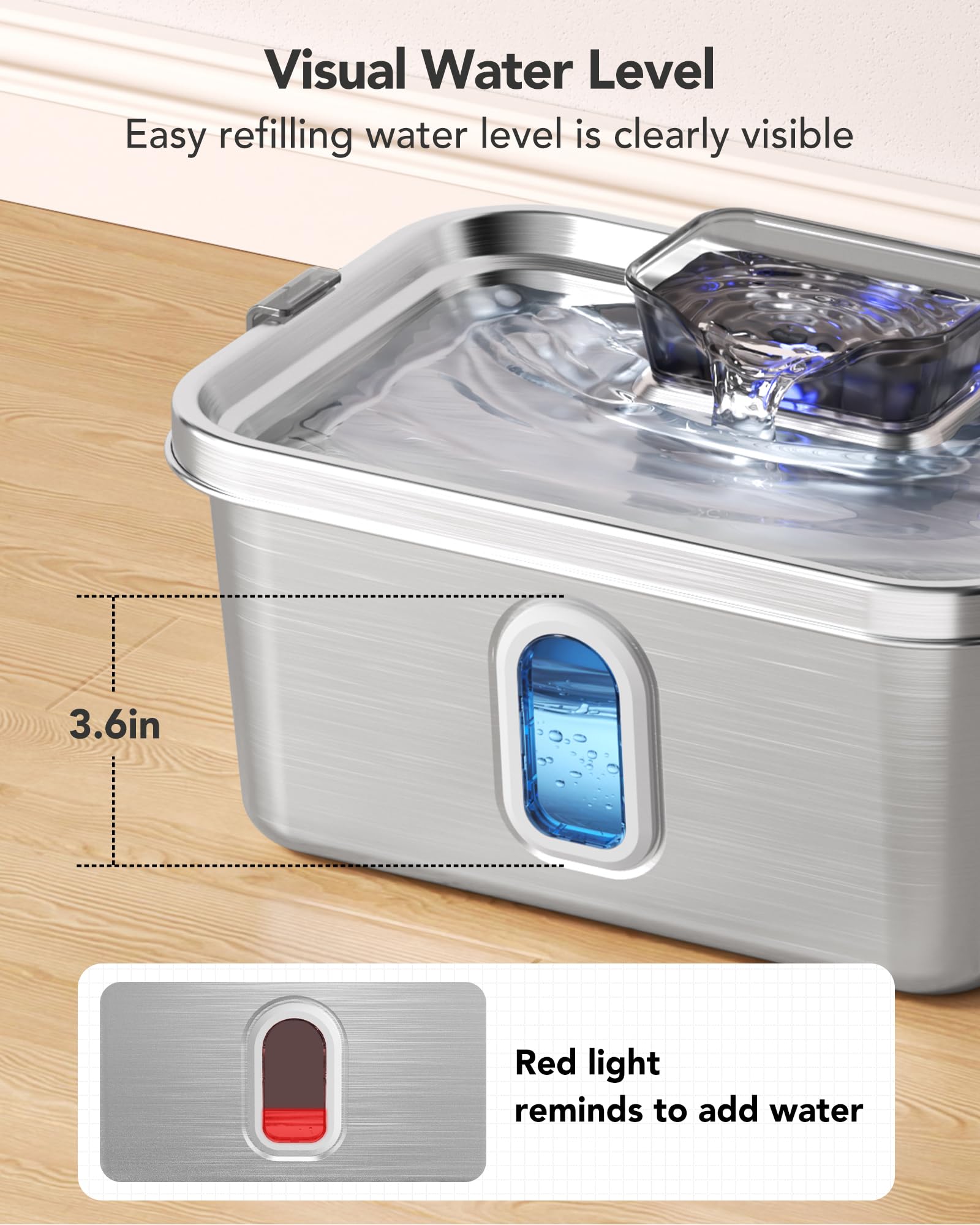 Dog Water Fountain For Large Dogs Stainless Steel Dog Water Fountain 2 Gal Cats & Pets Automatic Pet Water Fountain With Large D