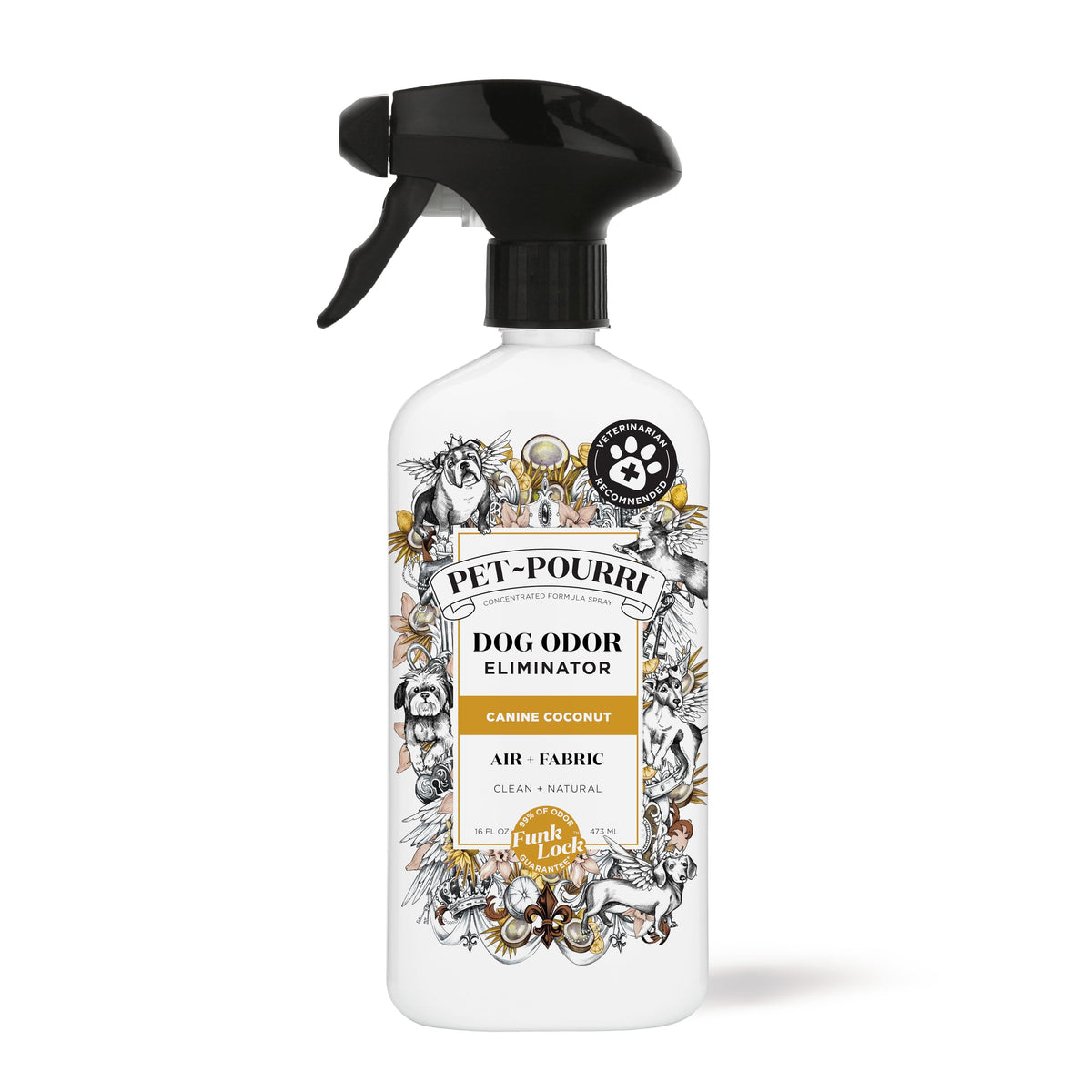 Pet-Pourri Pet Odor Air + Fabric Odor Eliminator Spray, Canine Coconut, 16 Fl Oz