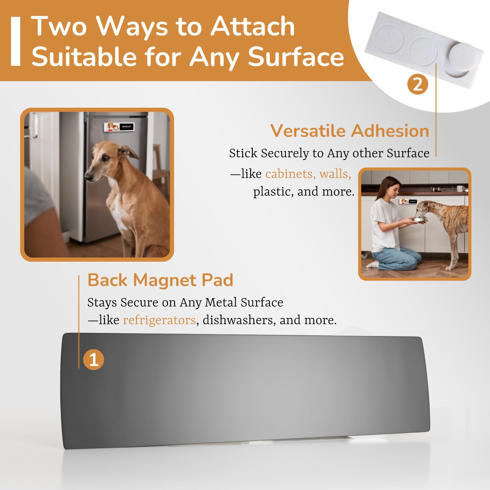 JOZidea Dog Fed Sign, Dog Feeding Reminder for Breakfast Dinner Fed, Pet Magnets and Adhesive Sticker Option of AM PM Pet Feedin